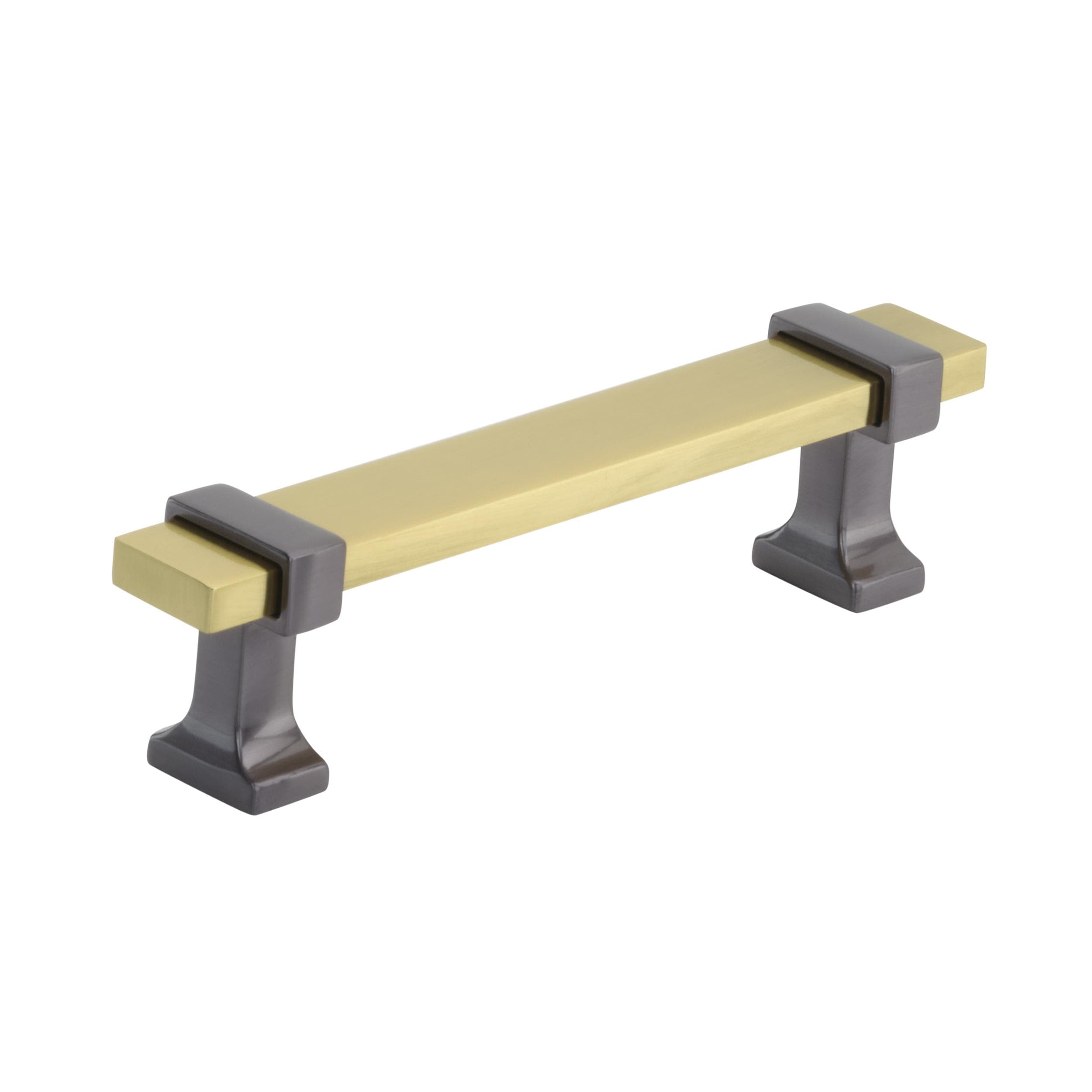 Amerock BP36681BGLBCR Overton 3-3/4-in , 96mm Center to Center Brushed Gold/Black Chrome Cylindrical Bar