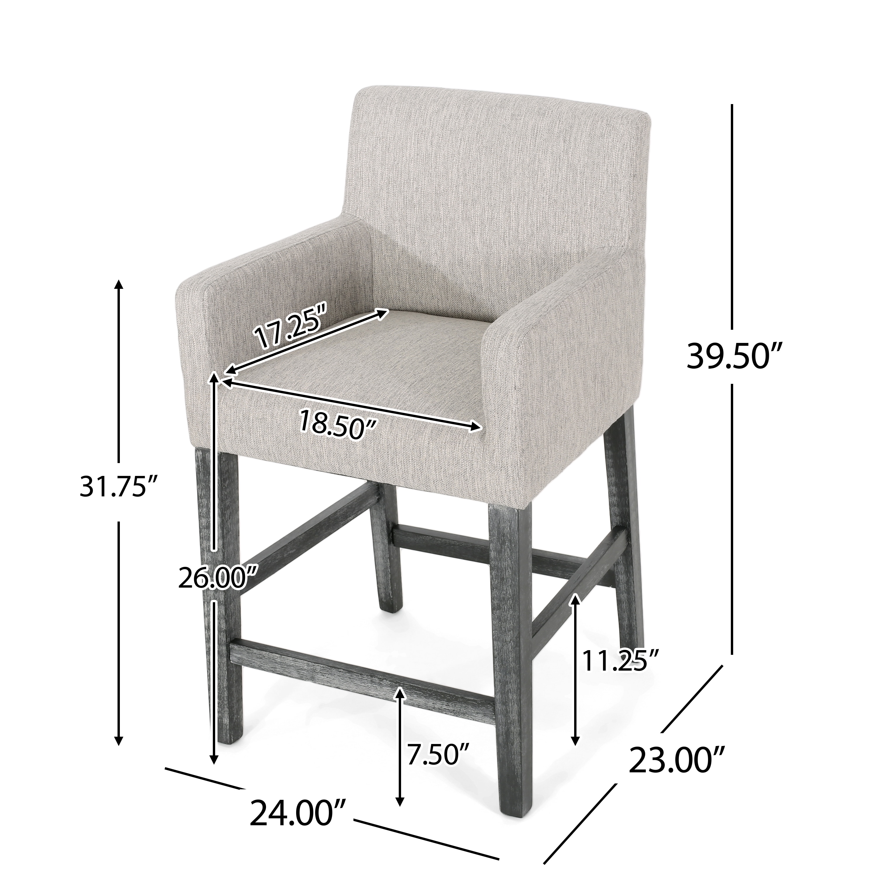Chaparral Light Gray Upholstered Wood 26 inch Counter Stools, Set of 2