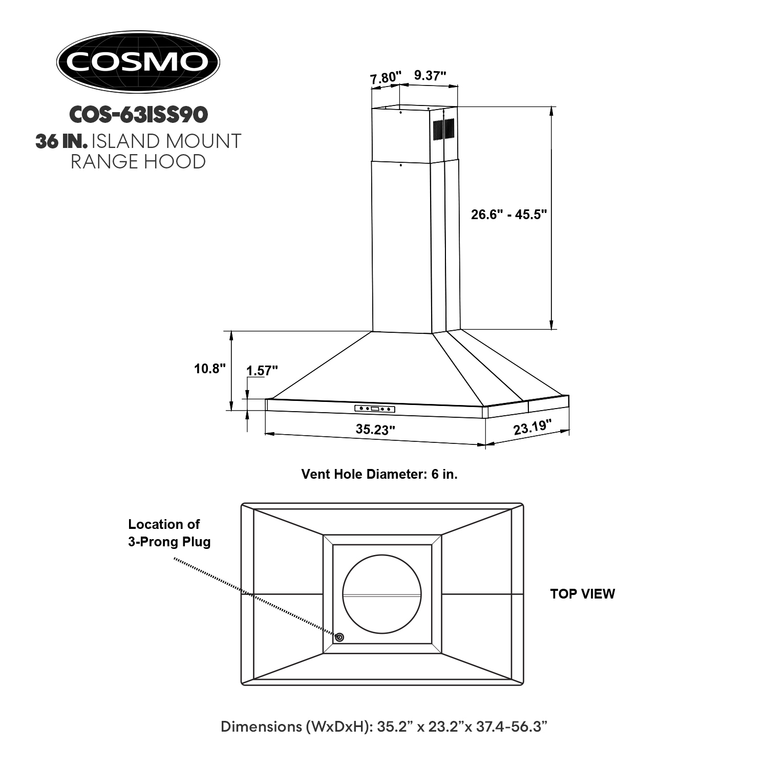 Cosmo COS-63ISS90 Island-Range-Hoods - View #10