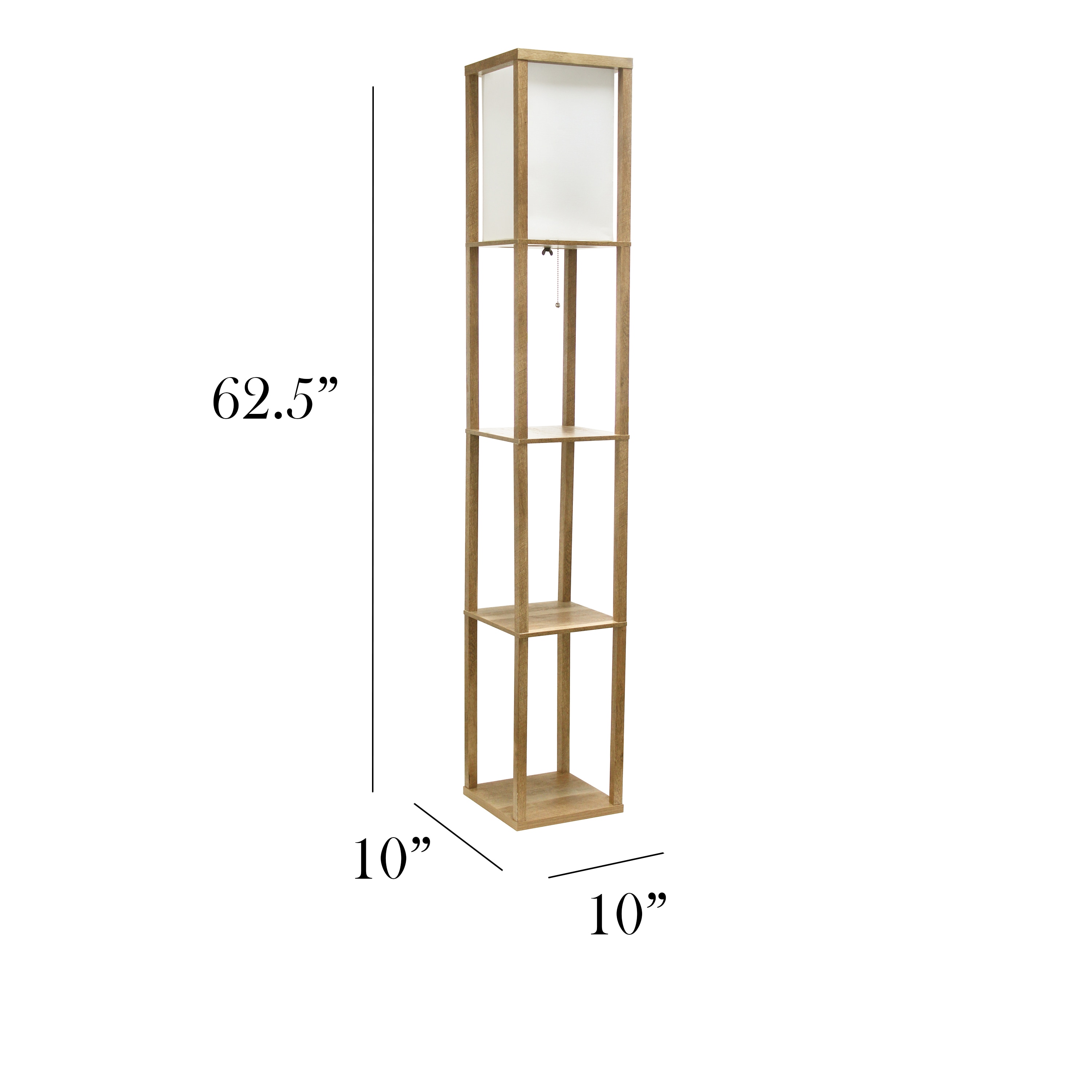 62.5" Black MDF 3-Tier Floor Lamp with Linen Shade
