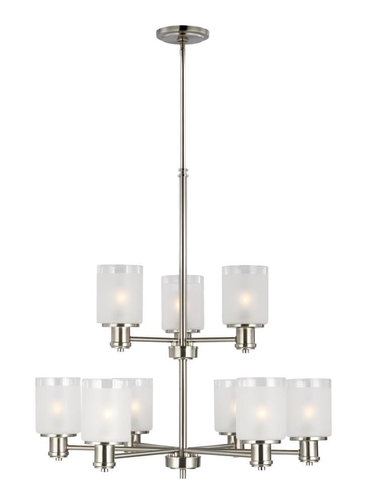 Generation Lighting 3139809-962 Norwood 9 -Light Brushed Nickel Transitional For Use in Dining Rooms, Foyers, Kitchens, Chandelier