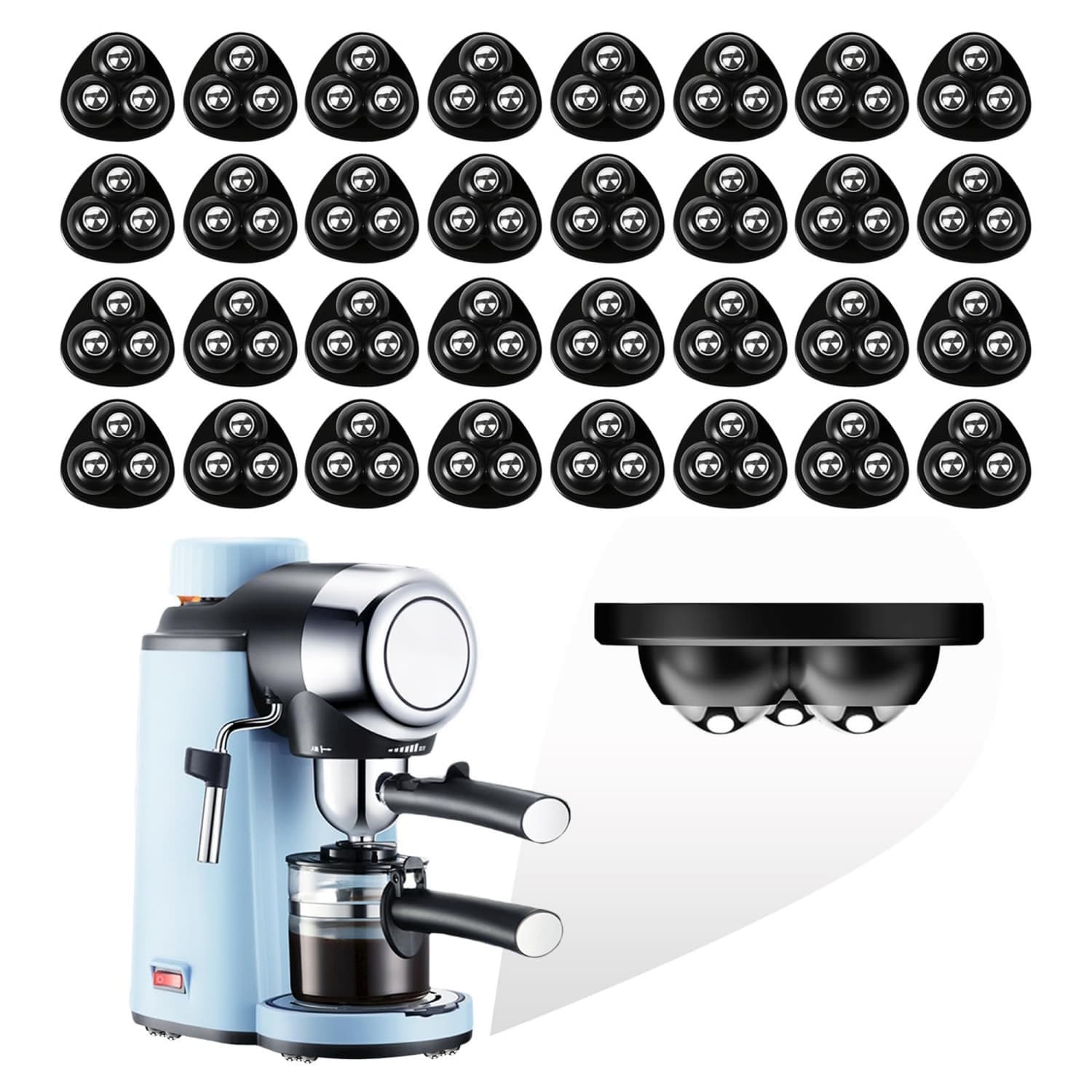 OGETFUUR 32 Pcs Appliance Rollers Peel Stick No Tools 360-degree Swivel Strong Adhesive Smooth Flexible with 12-lb Load and Appliance Slider for Kitchen Appliances Furniture