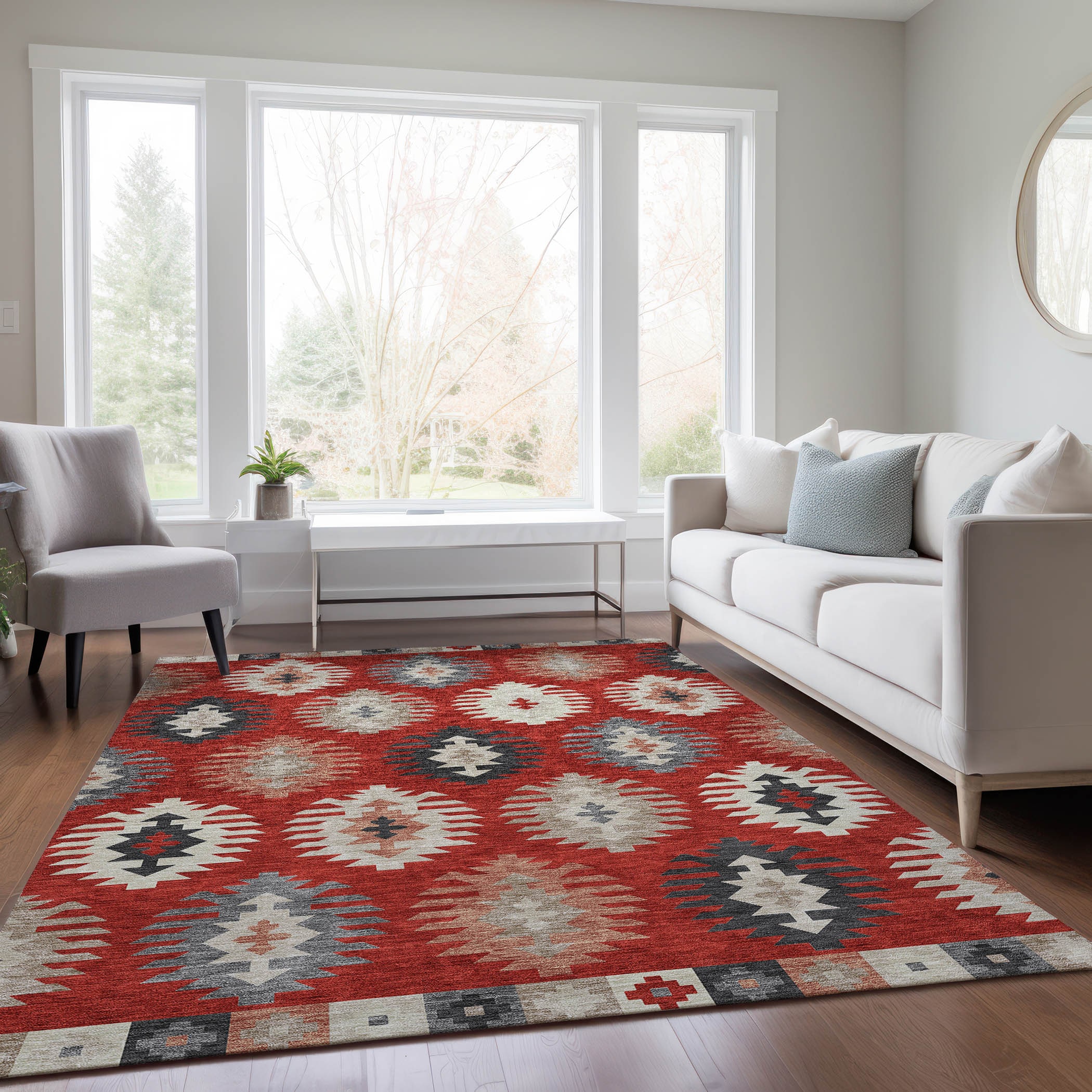 Addison Rugs ACN983RD5X8 Chantille ACN983RD 5 x 7 (ft) Loomed Polyester Red Rectangular Indoor/Outdoor Machine washable Area rug