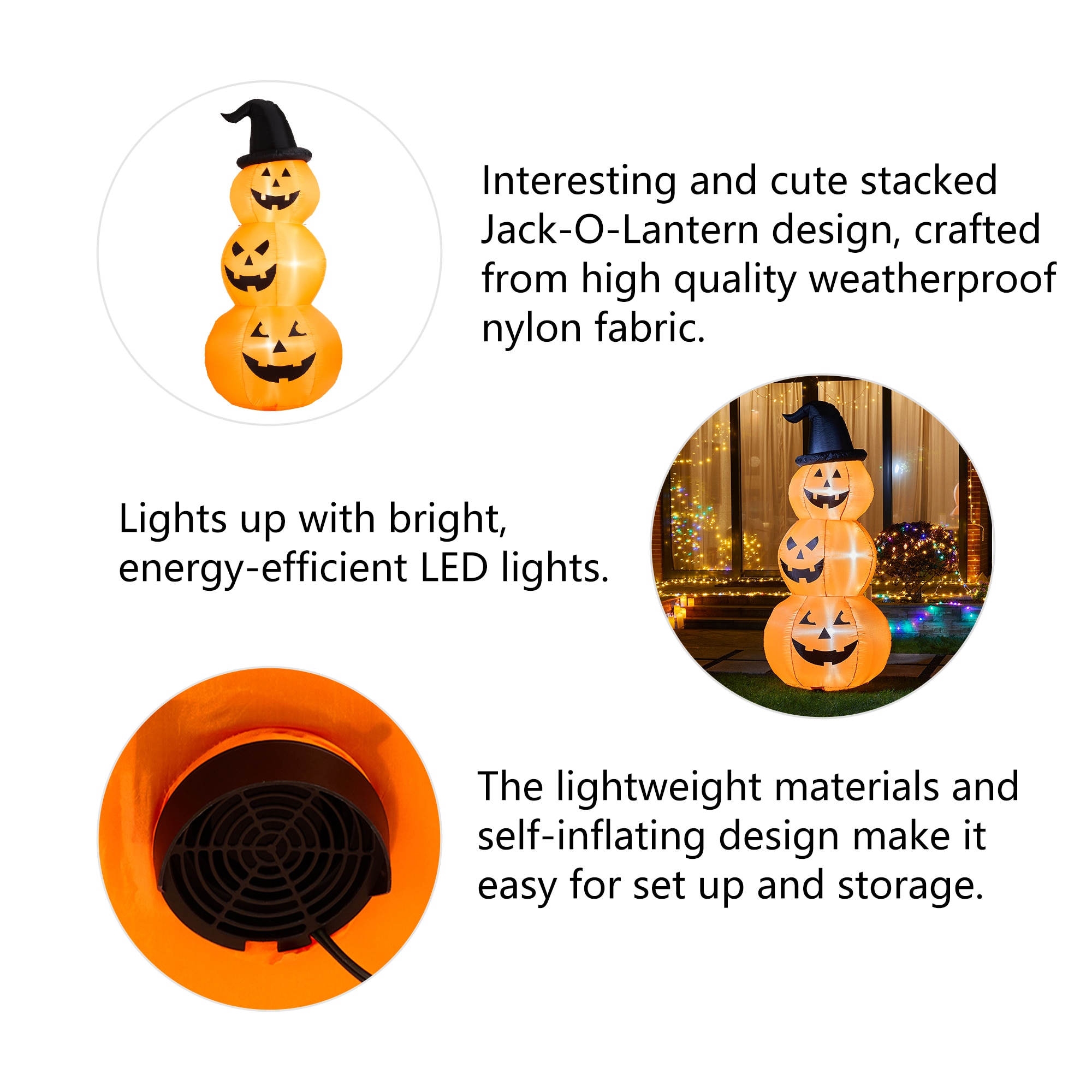Glitzhome 8-ft Lighted Pumpkin Inflatable in the Outdoor Halloween ...