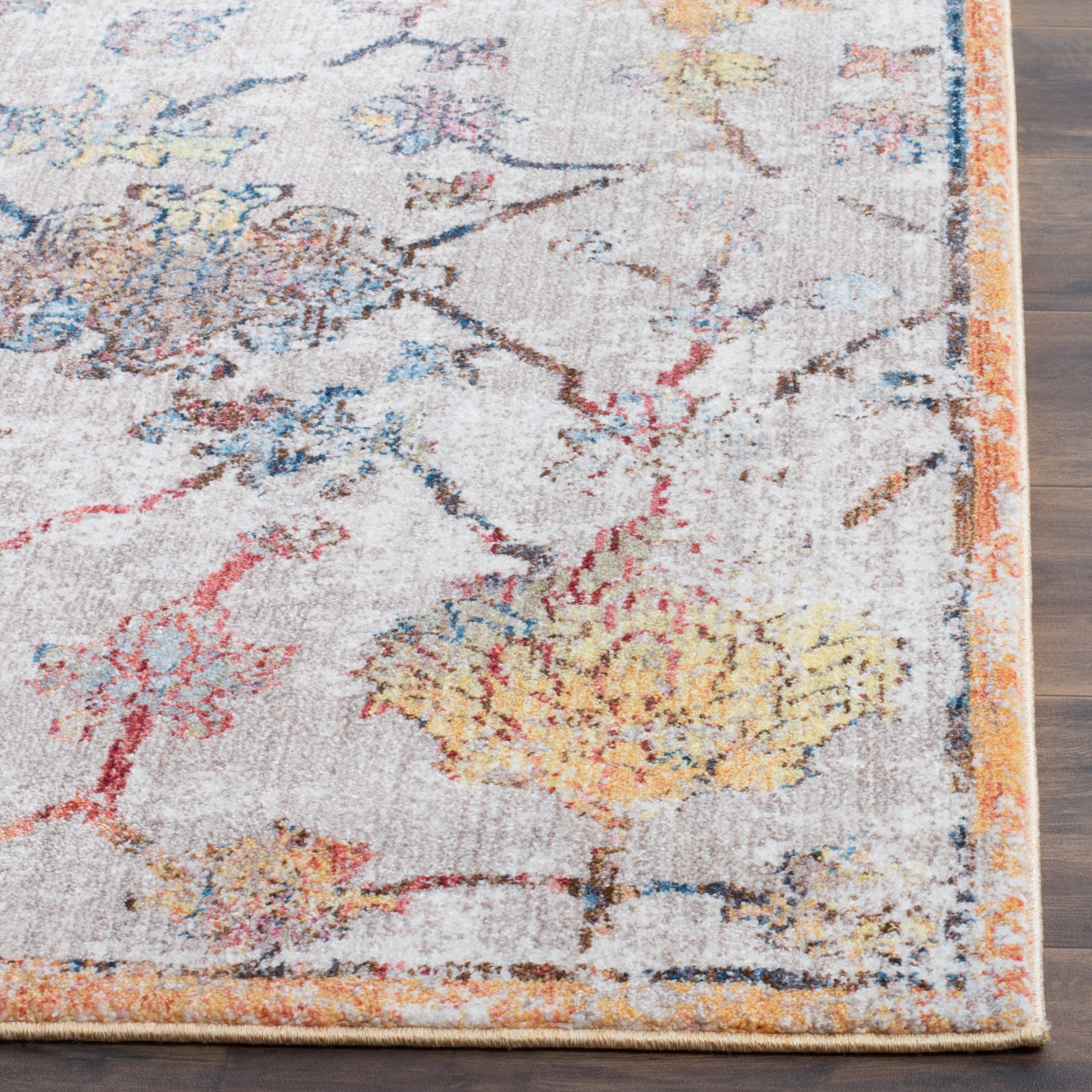 Safavieh Bristol Mougal 9 x 12 Gray/Orange Indoor Distressed/Overdyed