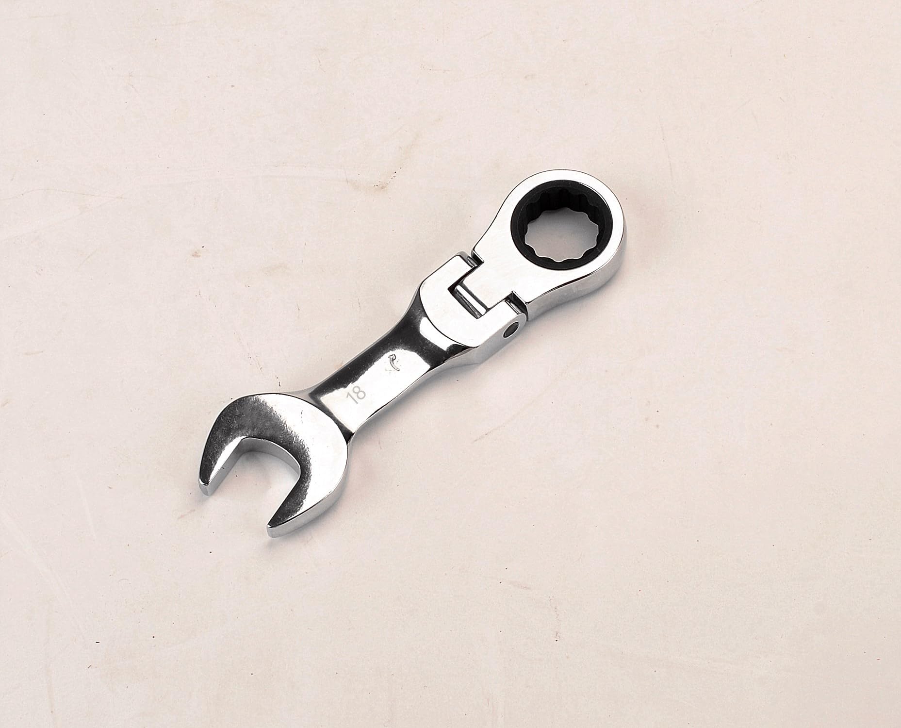 Ahfiwaso 18mm Metric Flex Head Stubby Box End Geared Ratcheting Combination Wrench with 72 Tooth Ratchet for Tight Spaces #LAH0828H140