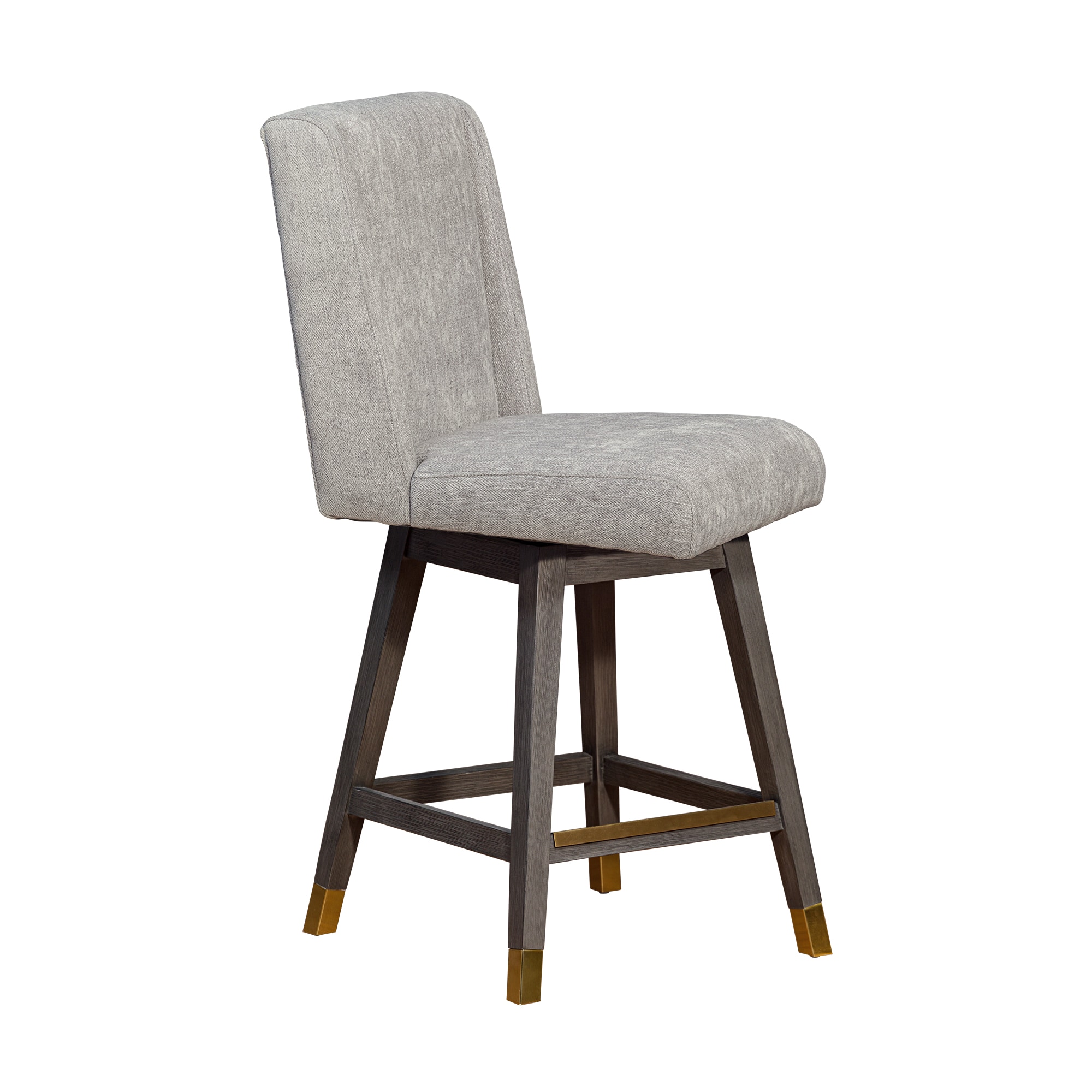 Armen Living 840254332133 Gray Oak 26.0-Inches H Counter height Bucket seat Upholstered Swivel Metal Bar Stool Back