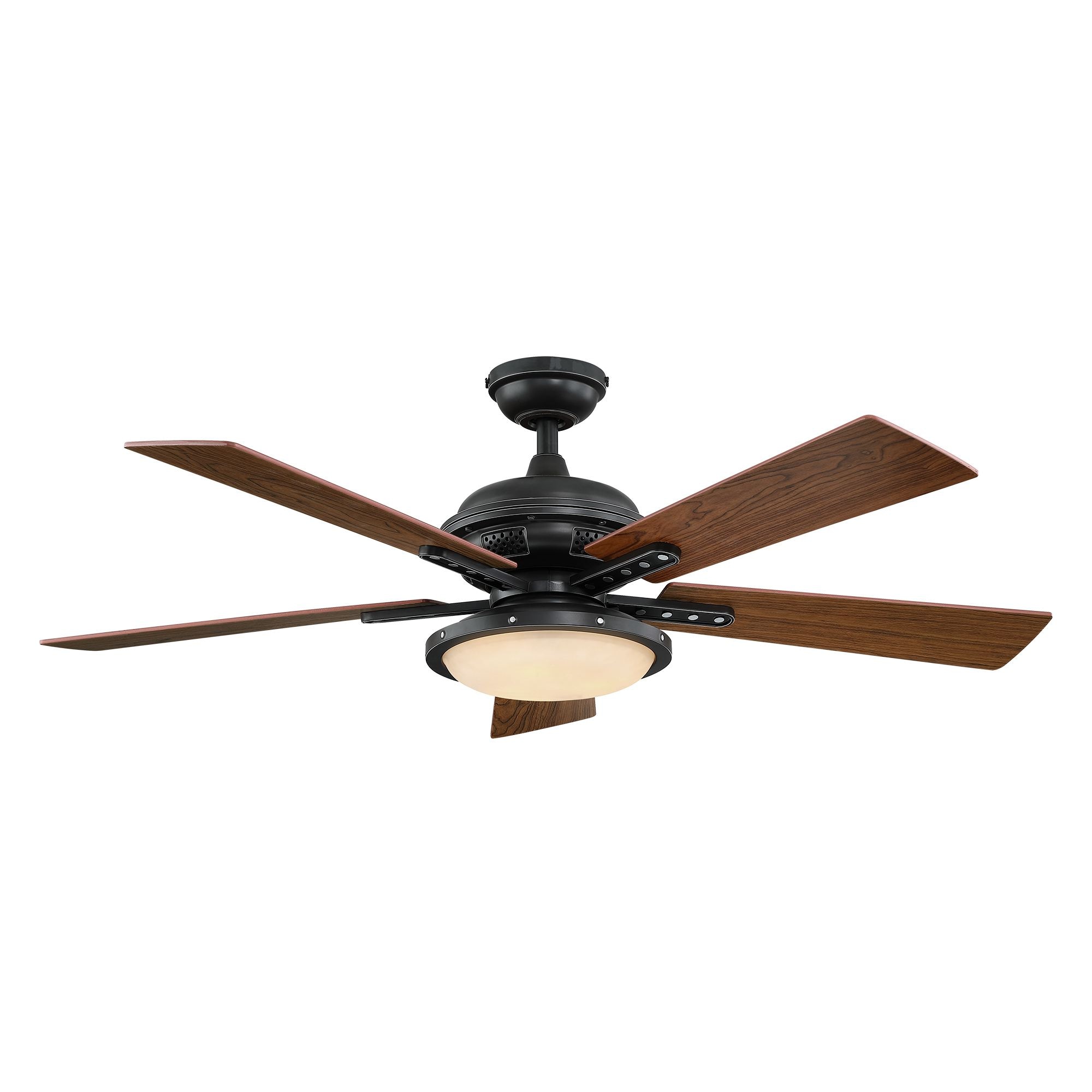 Parrot Uncle BBEL-2102ORB 52-in Black with Cherry Blades Indoor Ceiling Fan with Light and Remote (5-Blade)