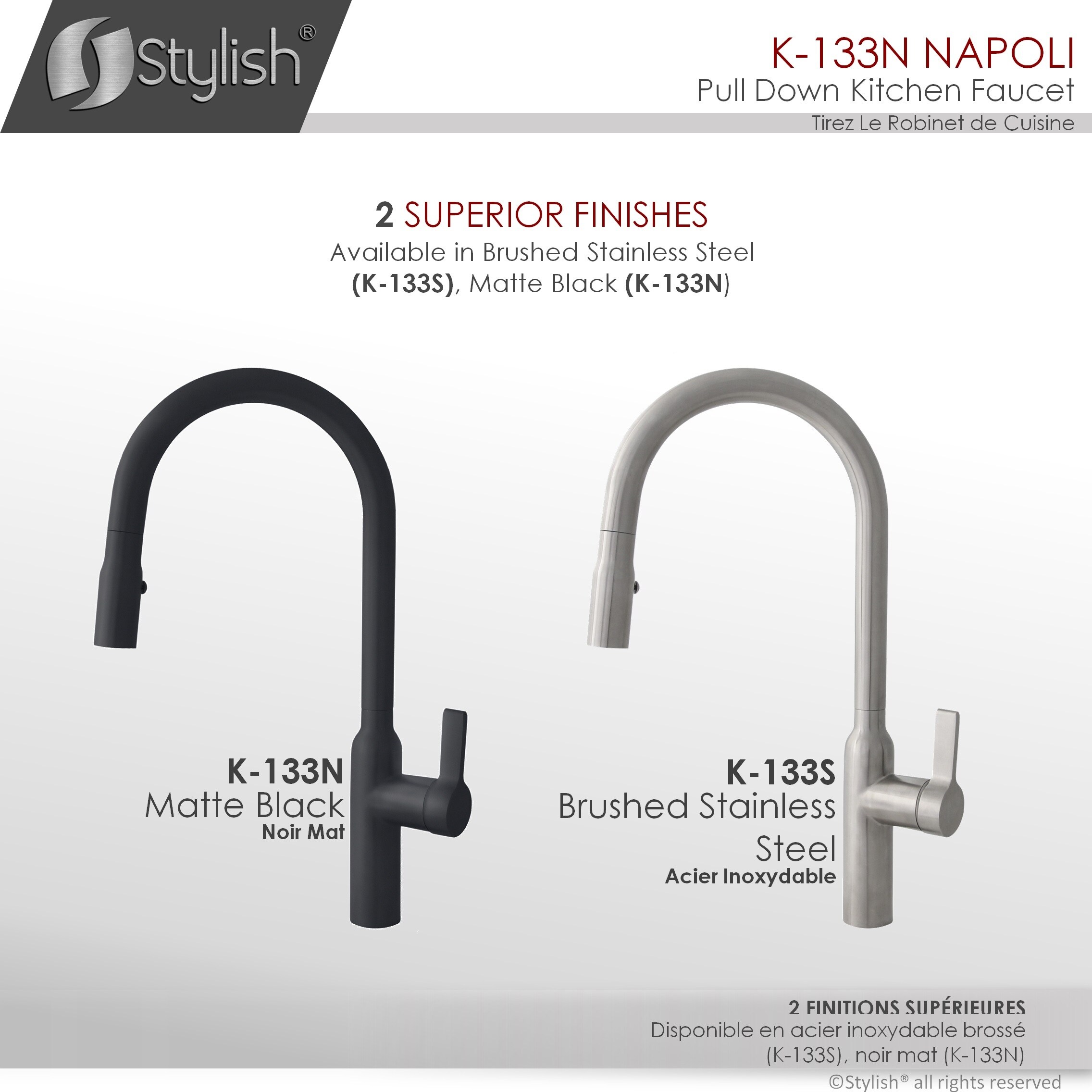 Matte Black Stainless Steel Pull Down Kitchen Faucet with Spray