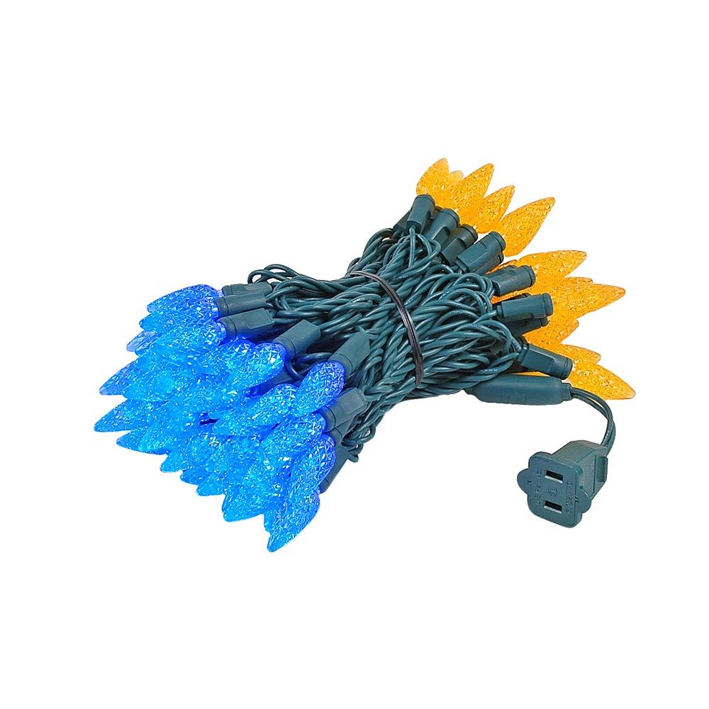 Novelty Lights CGC670-G-BL/OR ‎‎‎ 24FT 70 LED C6 LED Christmas String Lights Outdoor Christmas Tree Commercial Grade LED String Lights Permanent Christmas Lights Outdoor Tree Decorations Outdoor (Blue Orange)