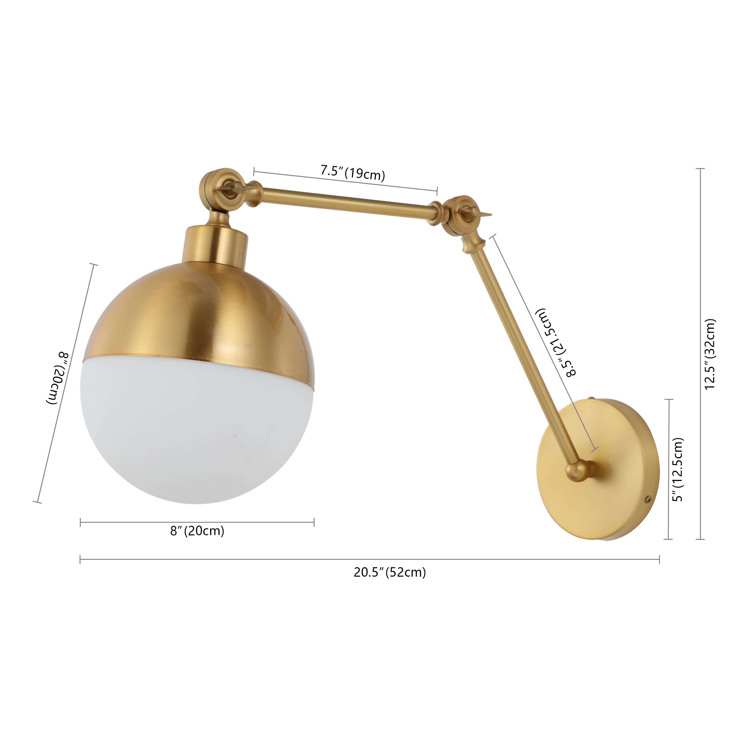 Alba Brass Gold 20'' Dimmable Frosted Glass LED Sconce