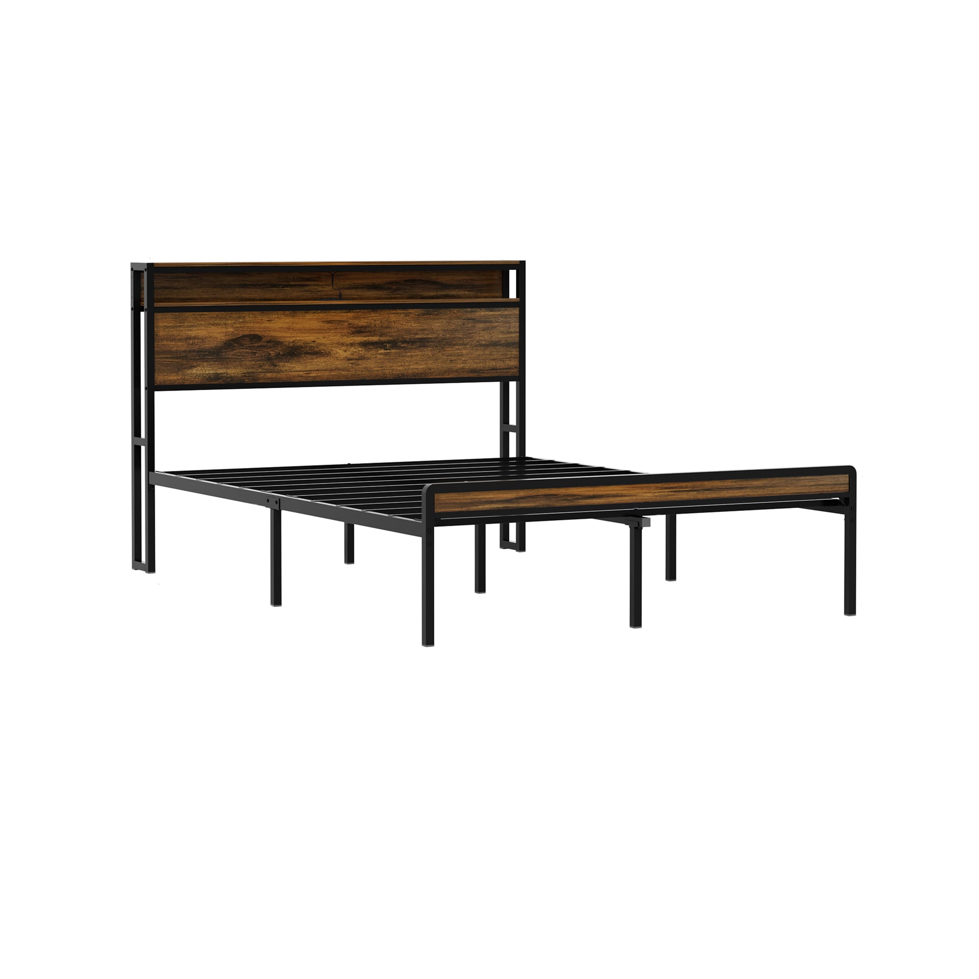 GZMR GZ-BW601 Queen Bed Frame Brown Queen Metal Bed frame Bed