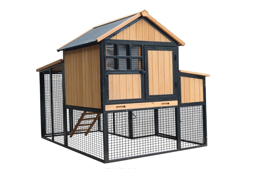 Coziwow Chicken Coop & Roosting Bar Small Pet Hutch, Gray
