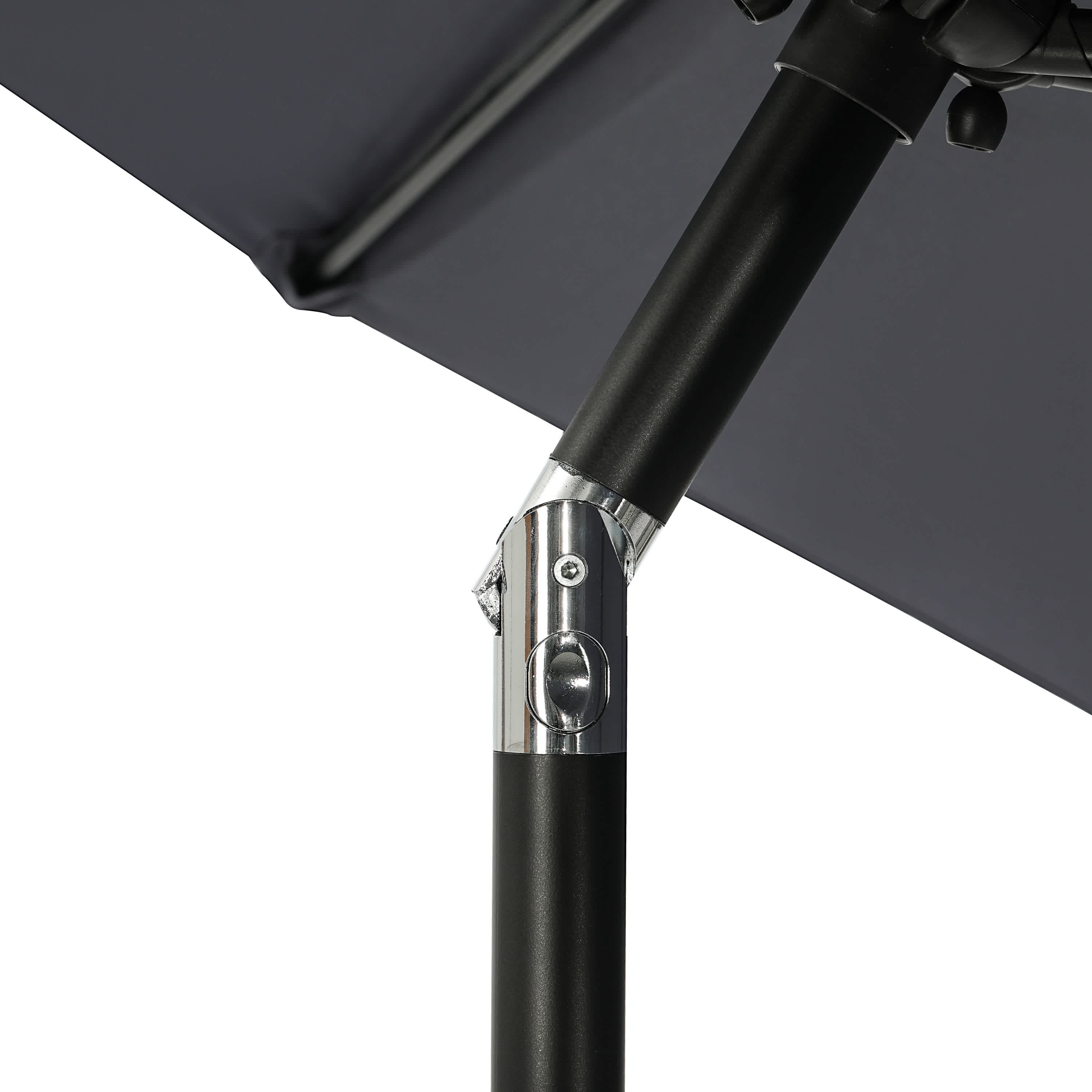 Slate Gray 7.5-ft Hexagon Steel Market Patio Umbrella