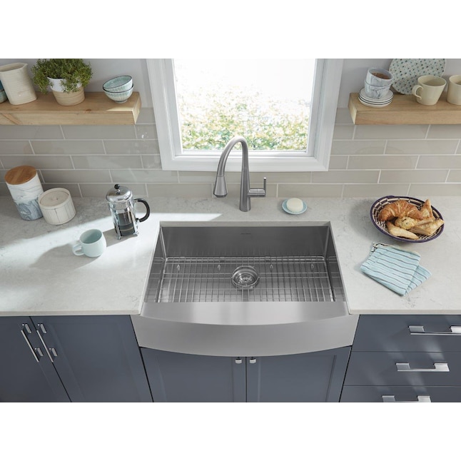 Single Bowl Kitchen Sink, Stainless Farmhouse Sink With Towel Bar