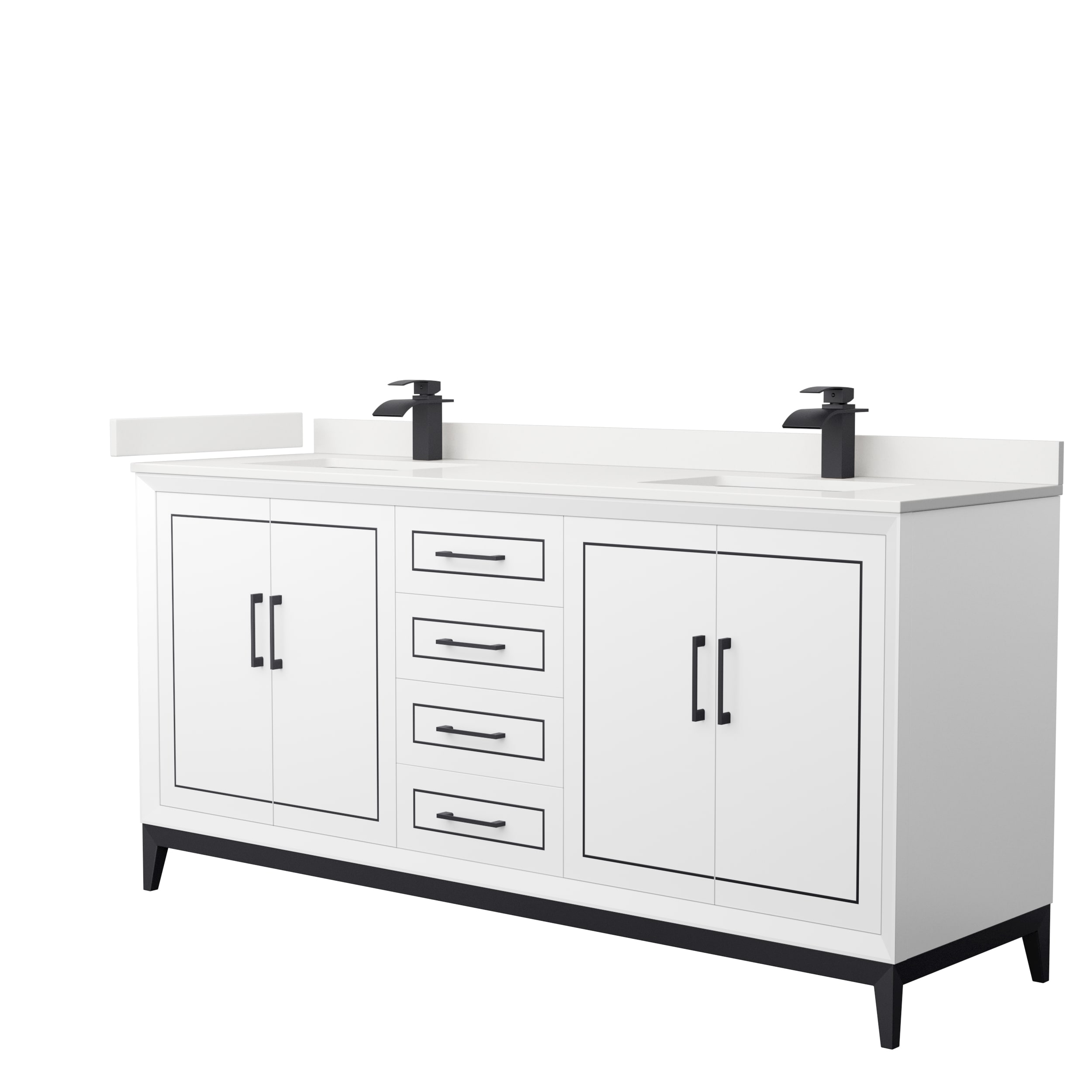 Wyndham Collection WCH515172DWBWQUNSMXX Marlena 72-in White Undermount Double Sink Bathroom Vanity with White Quartz Top