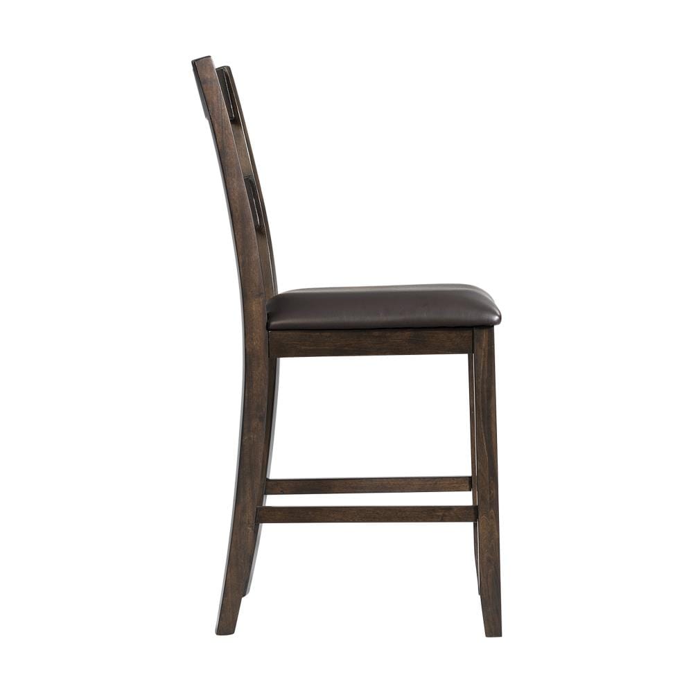 Reid Dark Walnut 5-Piece Counter Height Dining Set with Faux Leather Chairs