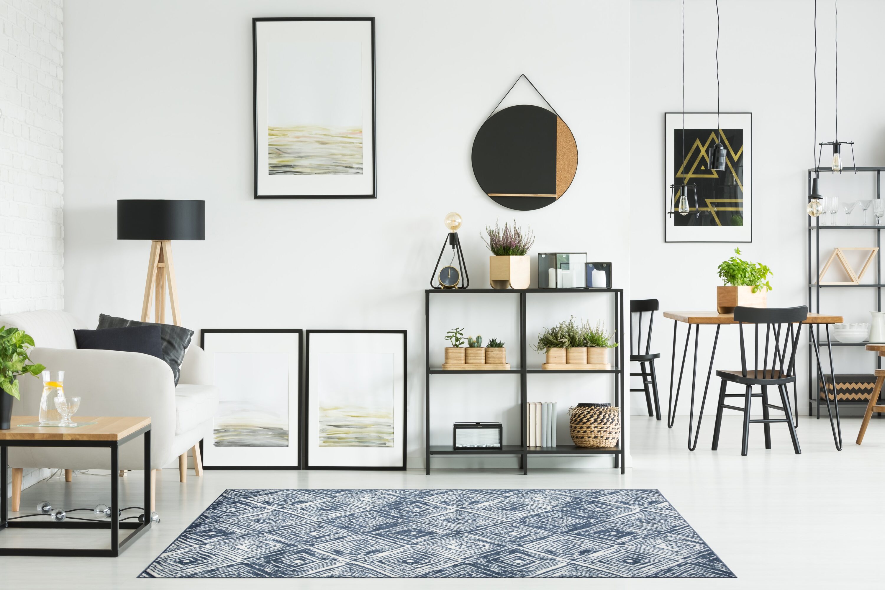 MDA Rugs KA0358 5 x 8 (ft) Loomed Polypropylene Blue/Black Rectangular Indoor Abstract Area rug