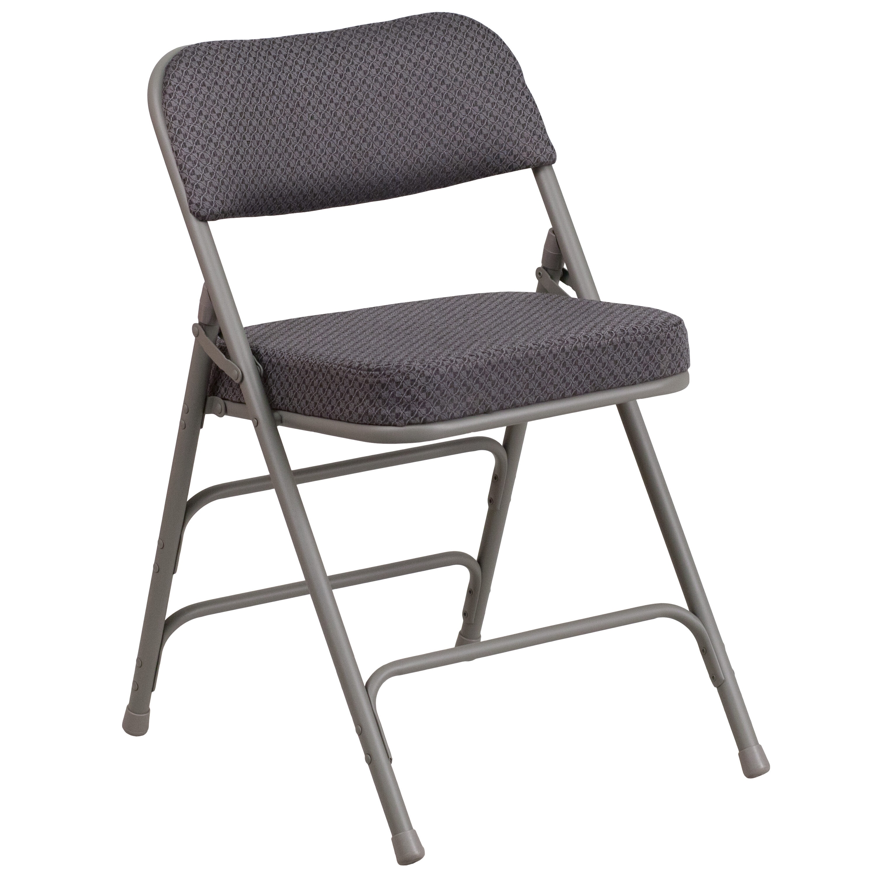 Ultra-Padded Gray Fabric Metal Folding Chair Set