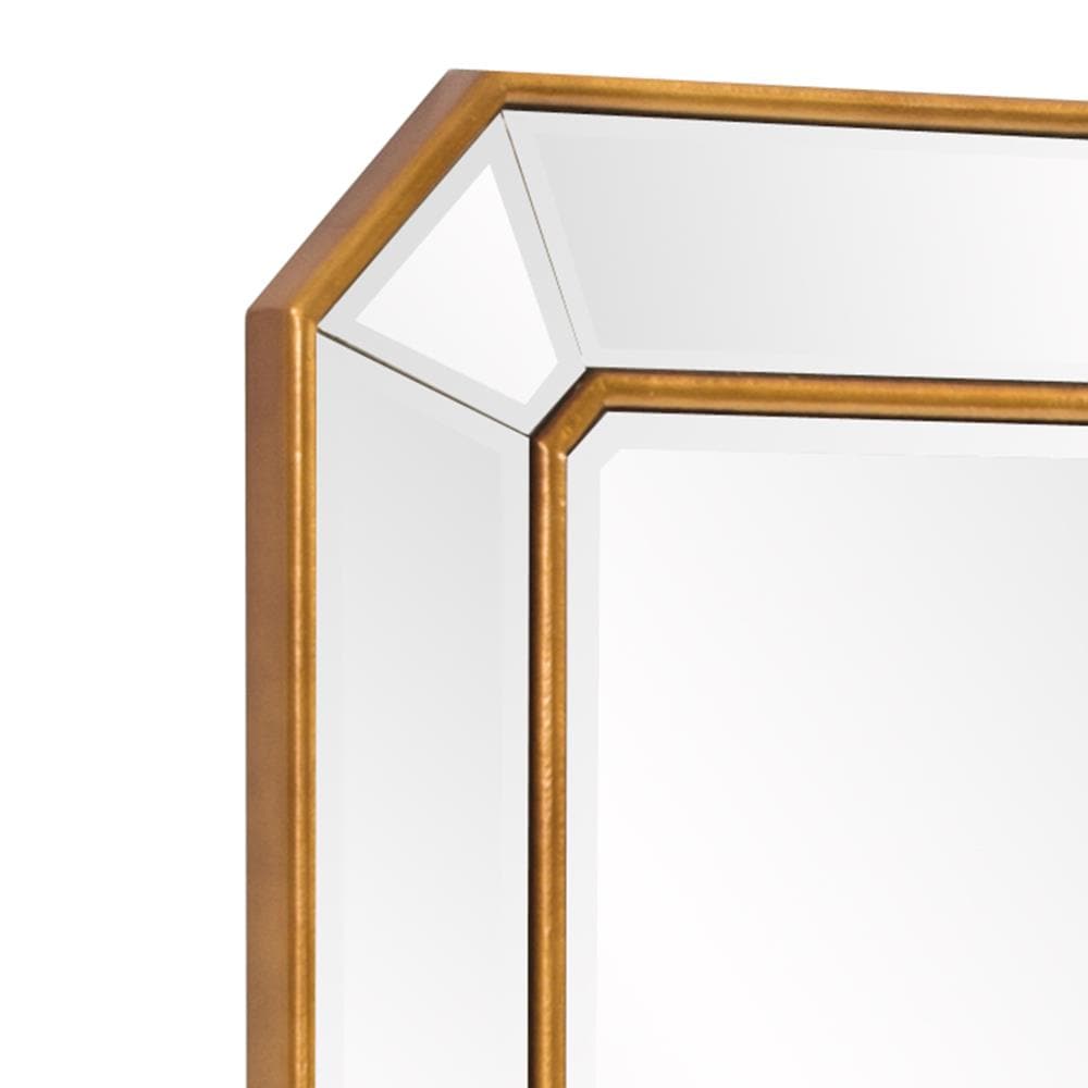 Elegante Full-Length Gold Trimmed Wood Rectangular Mirror
