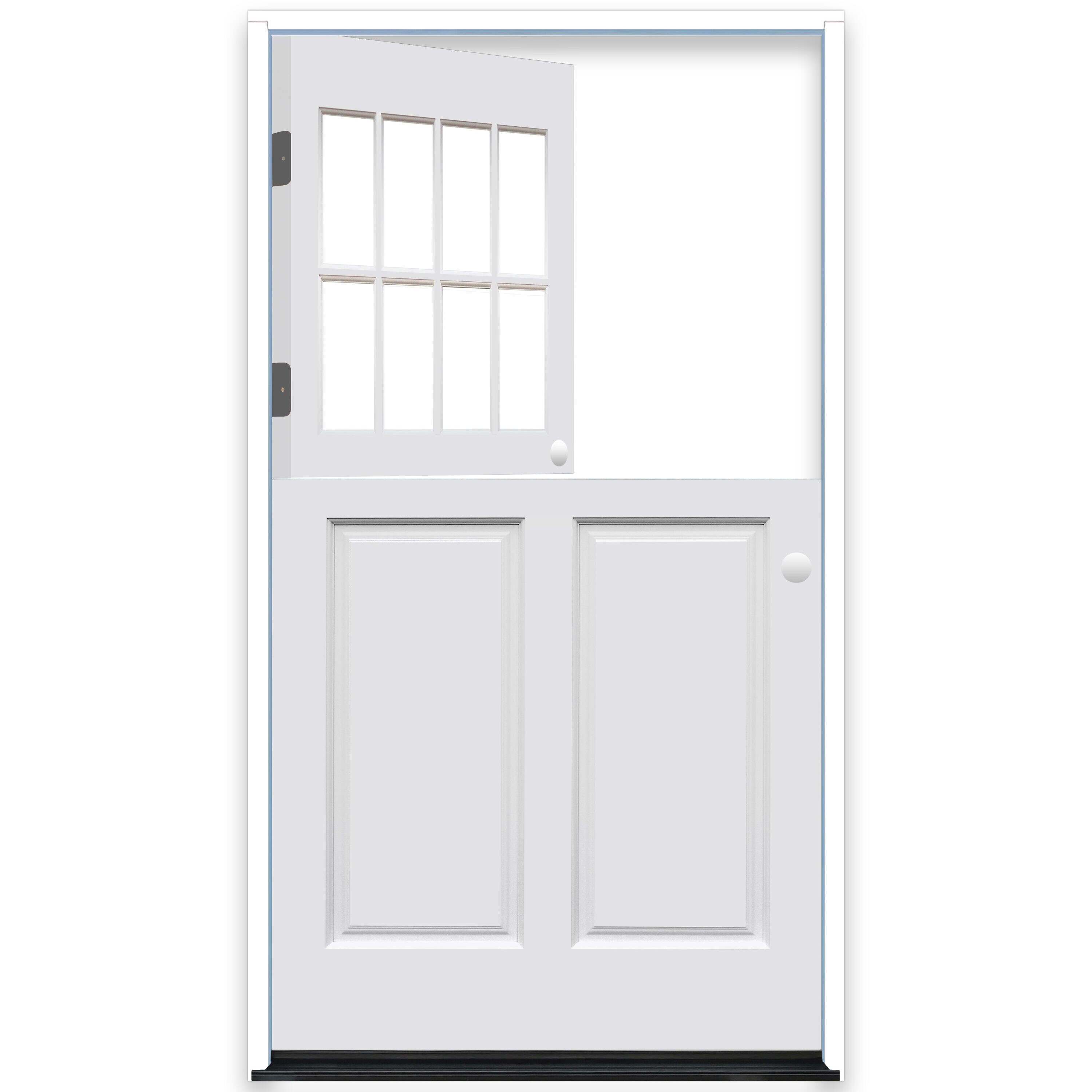 Creative Entryways WM28DL 42-in x 80-in x 4-9/16-in Wood 2/3 lite Left-hand inswing White Painted Prehung Dutch Front Door Solid hardwood core