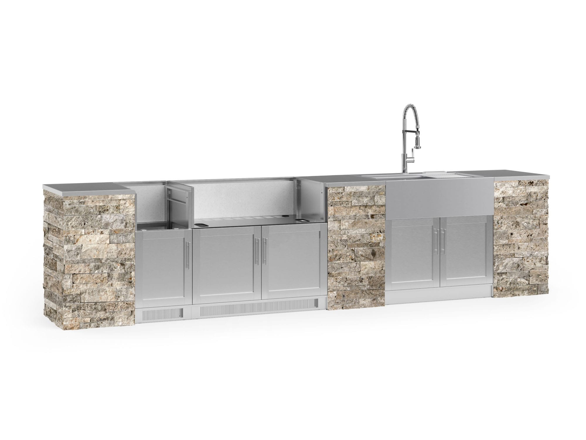 NewAge Products 69332 Signature Series Stainless Steel 11 -Piece 149.16-in W x 25.5-in D x 58.64-in H Modular Outdoor Kitchen Set
