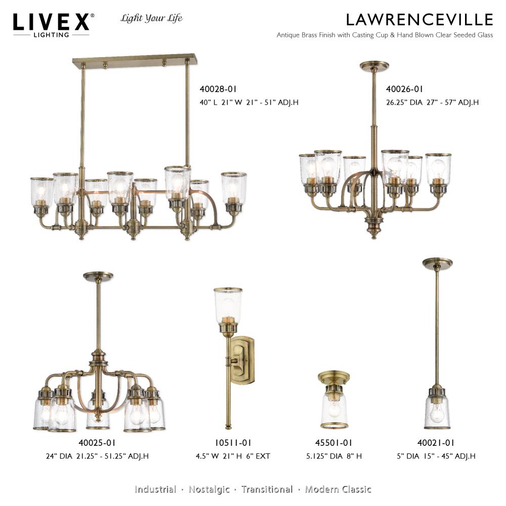Antique Brass Seeded Glass 1-Light Flush Mount