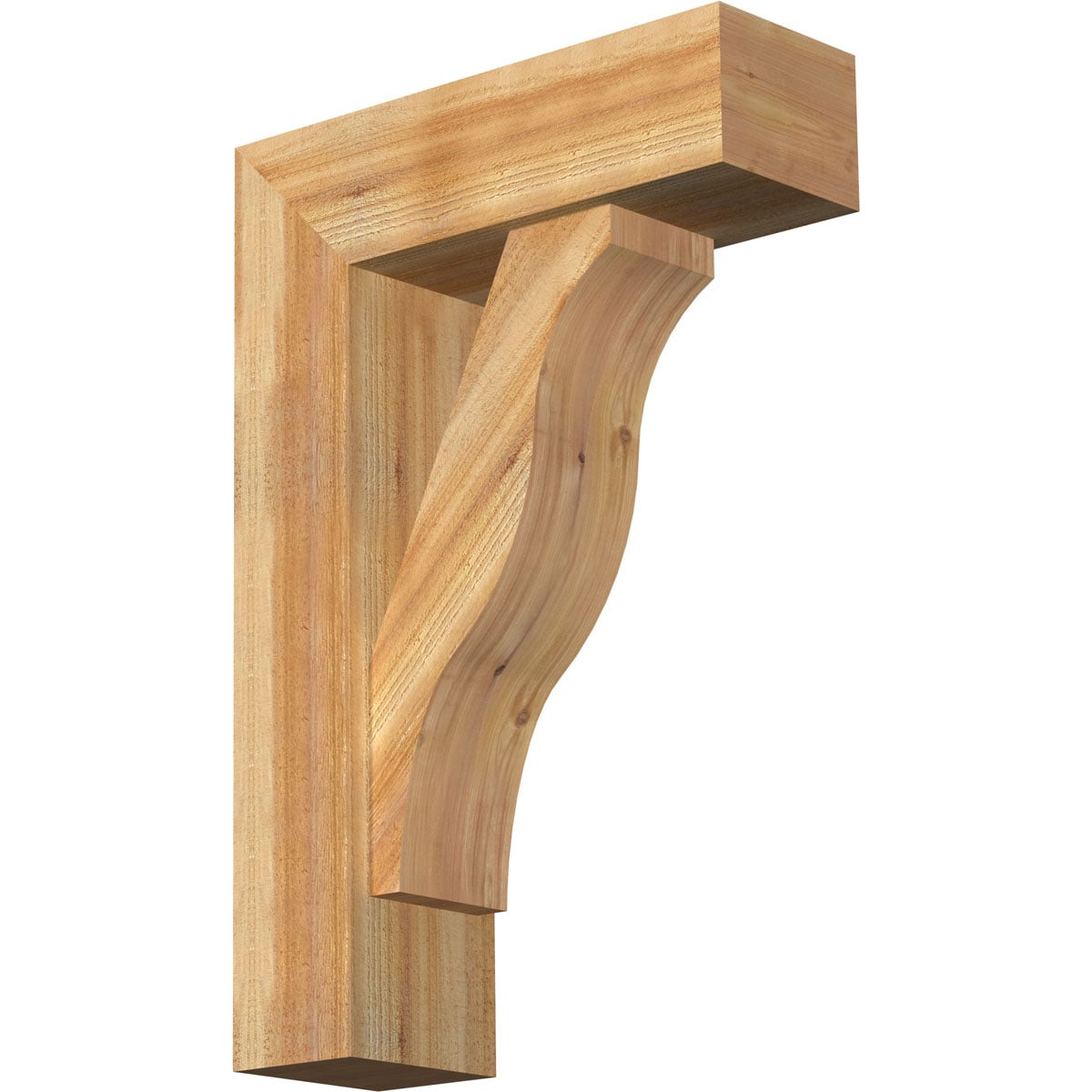 Ekena Millwork 1462277 Funston block rough sawnbracket with offset brace 8-in x 24-in x 36-in Western red cedar Brown Wood Standard bracket