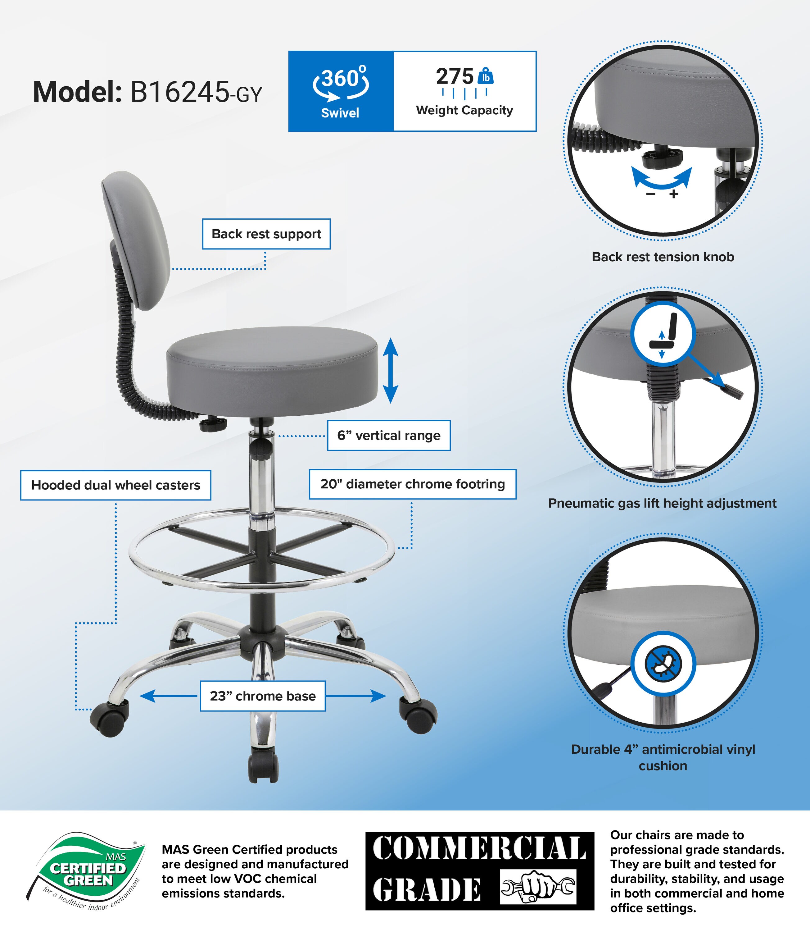 Boss Office Products B16245-GY Office-Chairs - View #7