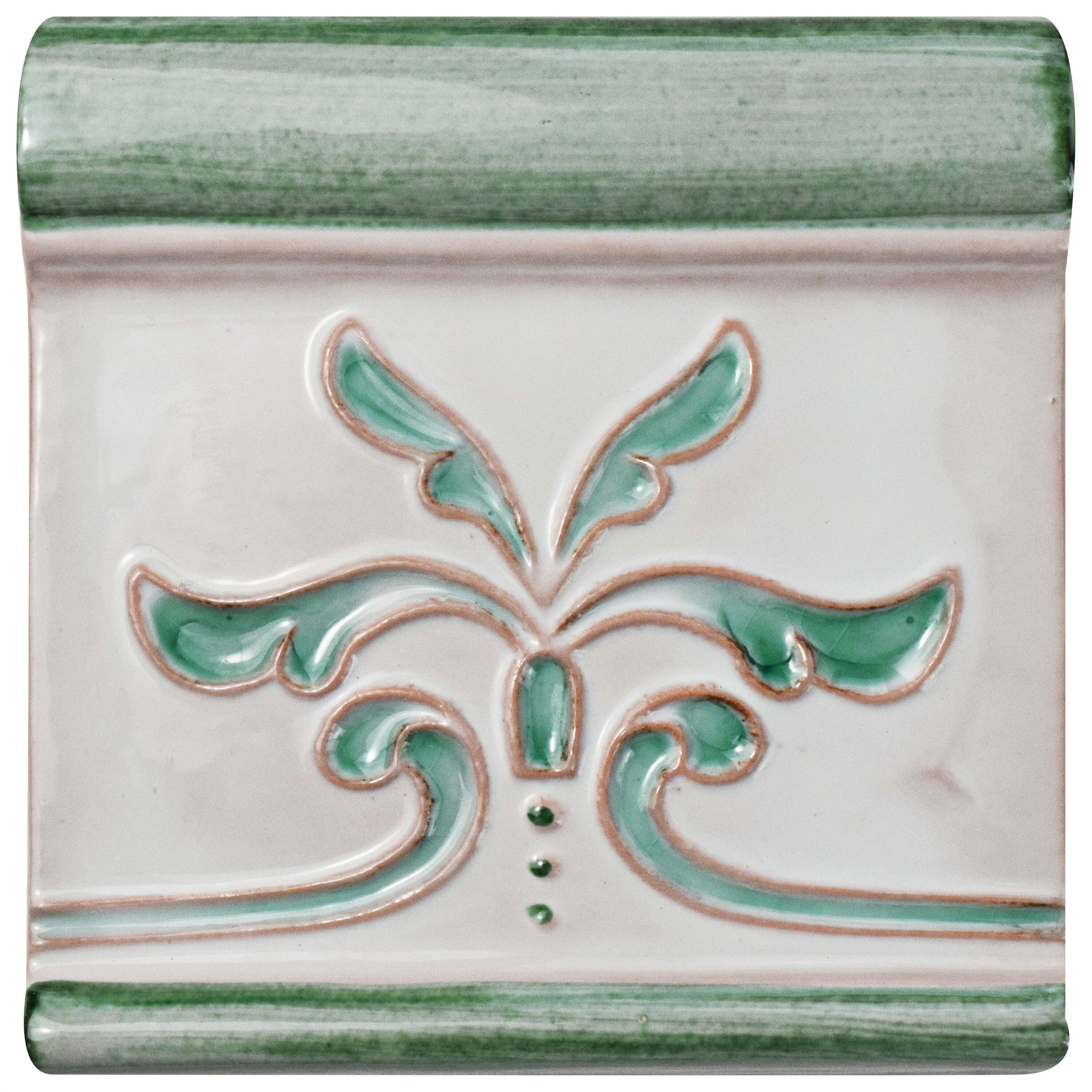Affinity Tile WNUNAMFE Novecento Friso Evoli Aguamarina 5-1/8-in x 5-1/8-in Glossy Ceramic Bullnose Tile ( 1.14-sq ft / Carton ) 6 -Pack