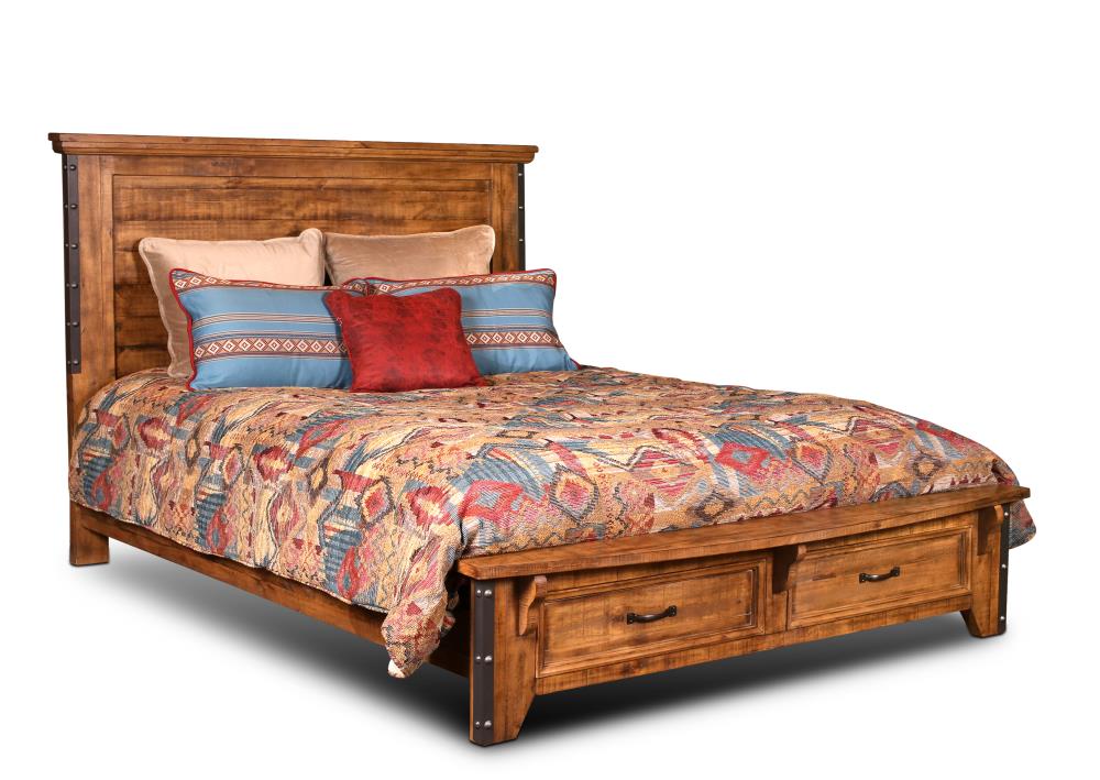 Sunset Trading HH-4365-KB Rustic city Rustic Natural Oak King Wood Panel Bed with Storage