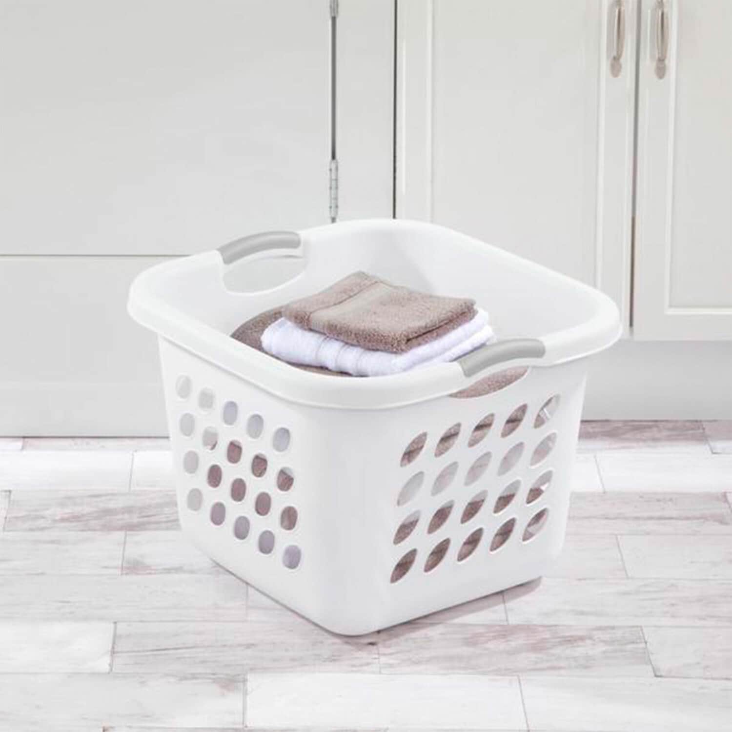White Square Plastic Laundry Basket with Ventilation Holes