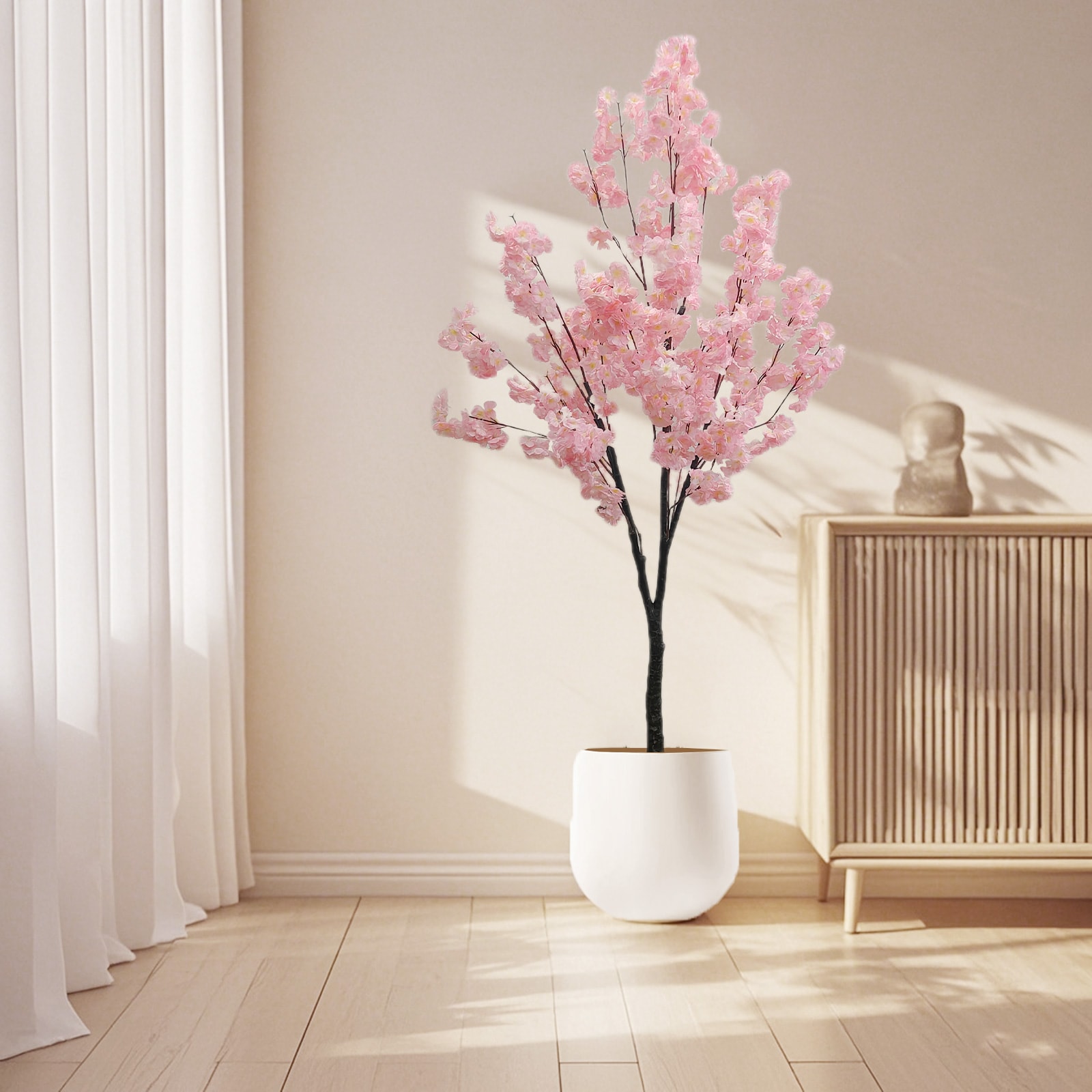 Der Rose WSS11-FQZOL-YBRP3L6Y Artificial Cherry Blossom Tree Pink Faux Cherry Blossom Flowers in Plastic Pot