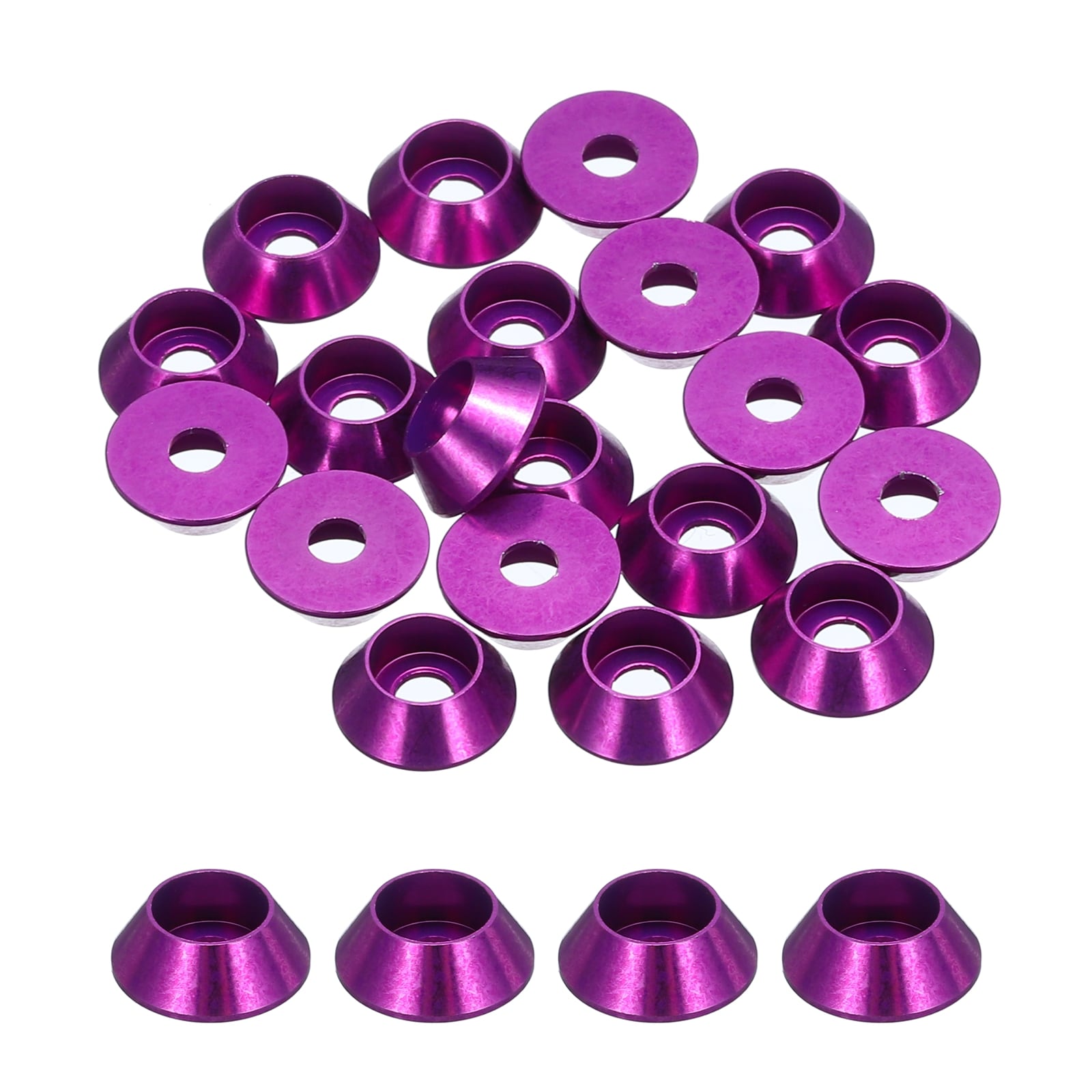 Unique Bargains M3 Cone Cup Washers Anodized Aluminum Gaskets Cup Head Washer Gasket for Screw RC/FPV/PC/Drone/Mechanical Accessories Model Parts 20pcs (Purple)
