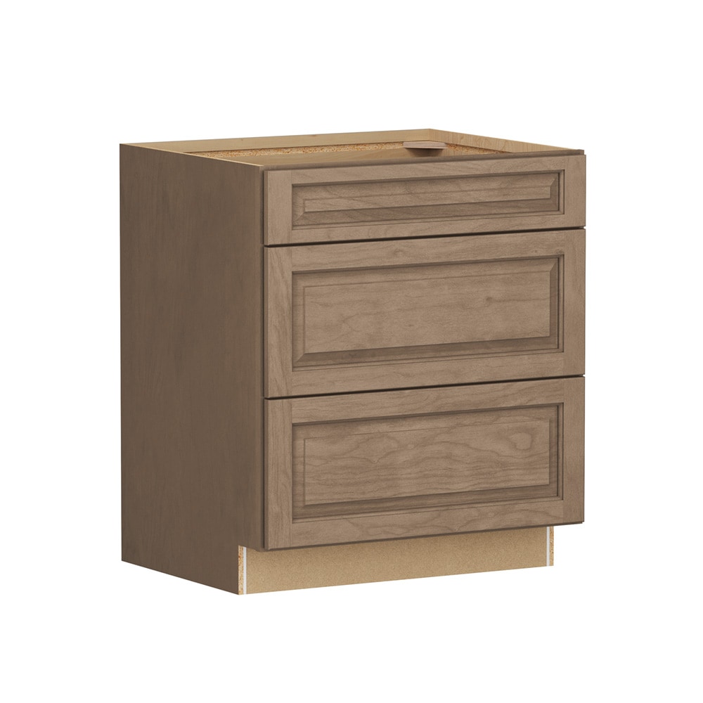 Shenandoah Stemson 30-in W x 34.5-in H x 24-in D Almond Stained 3 -Drawers Drawer Base Fully Assembled Cabinet Raised Panel Raised panel