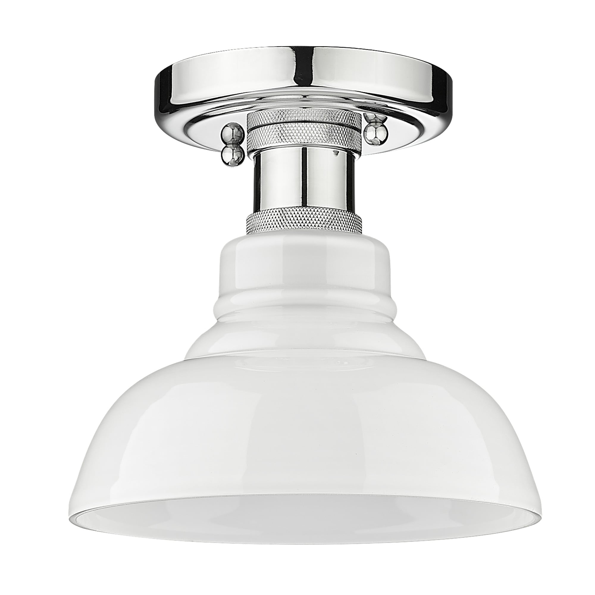 Golden Lighting 0305-FM CH-VMG Carver 1 -Light 7.5-in Polished White Flush Mount Light