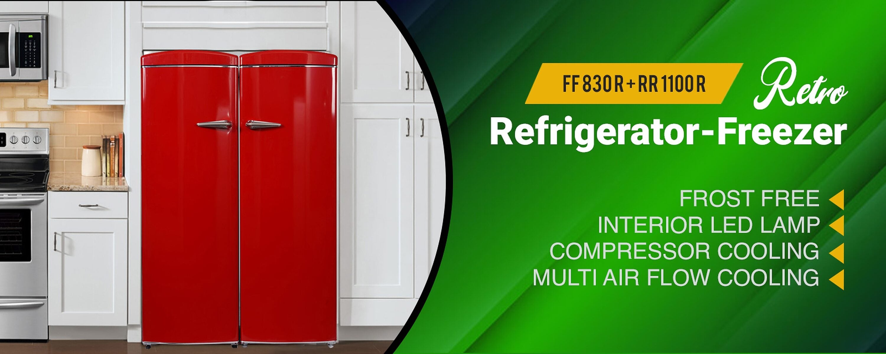 Conserv 24 inch Frost Free Retro Refrigerator-Freezer Set (Red)