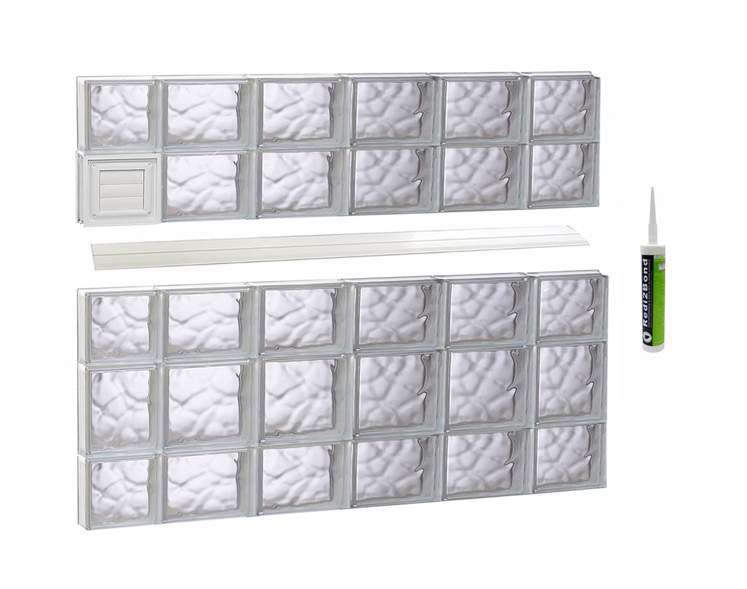 REDI2SET D4434DC Wavy Glass 42-1/2-in x 32-3/4-in Frameless Replacement Dryer vent Glass Block Window