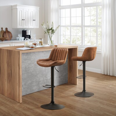 Afstoting Aas Klooster Art Leon Set of 2 Yellow Brown Swivel Adjustable Height Bar Stool in the Bar  Stools department at Lowes.com