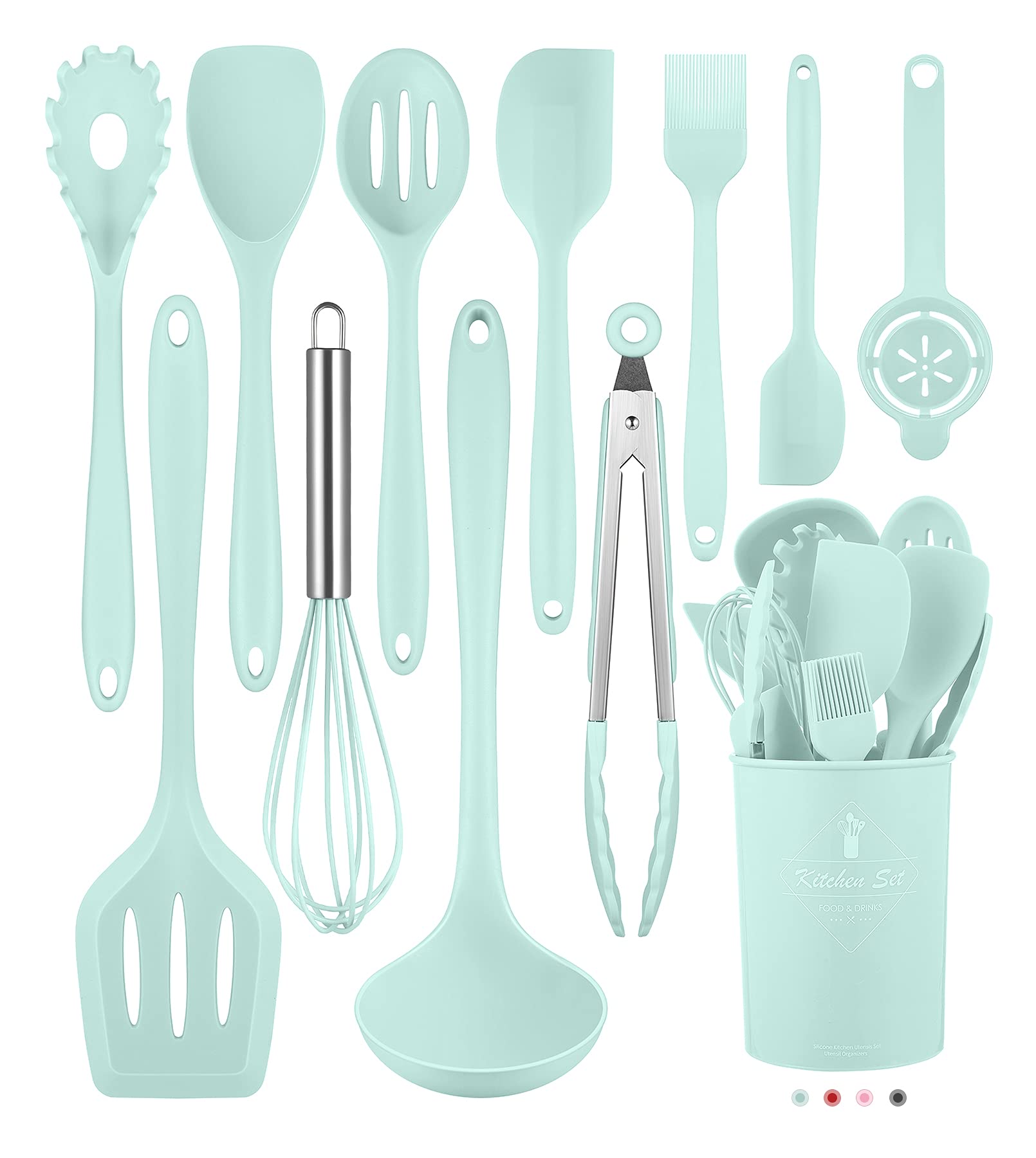 Vrbgify  12 Piece Silicone Kitchen Utensils Set Heat Resistant Cooking Tools with Holder for Nonstick Cookware durable home and garden accessory