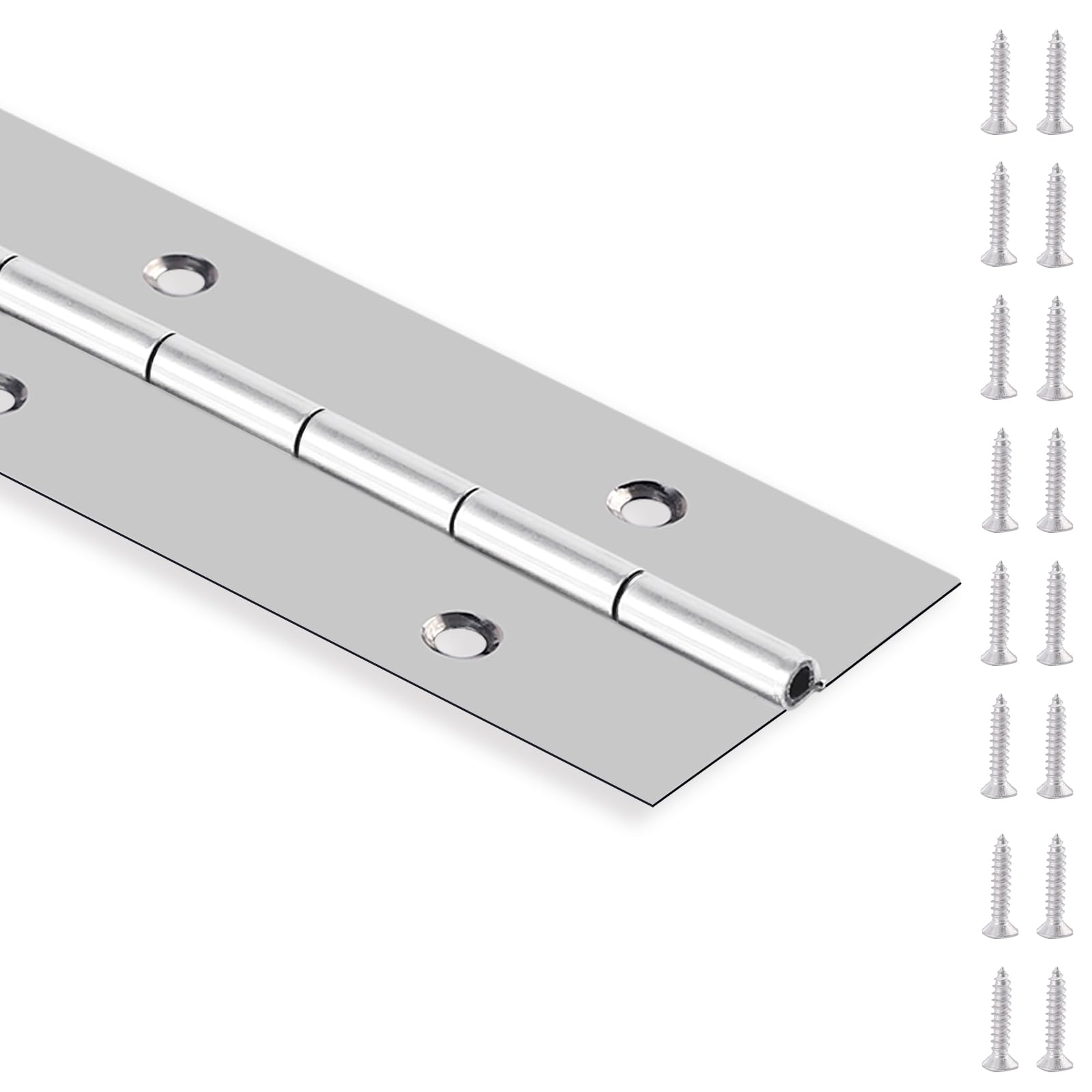 Phewnyzo  Piano Hinge 48 Inch Heavy Duty Stainless Steel Piano Hinge Continuous Hinge for Cabinet Door DIY Wood Boxes 0.047 Leaf Thickness 2