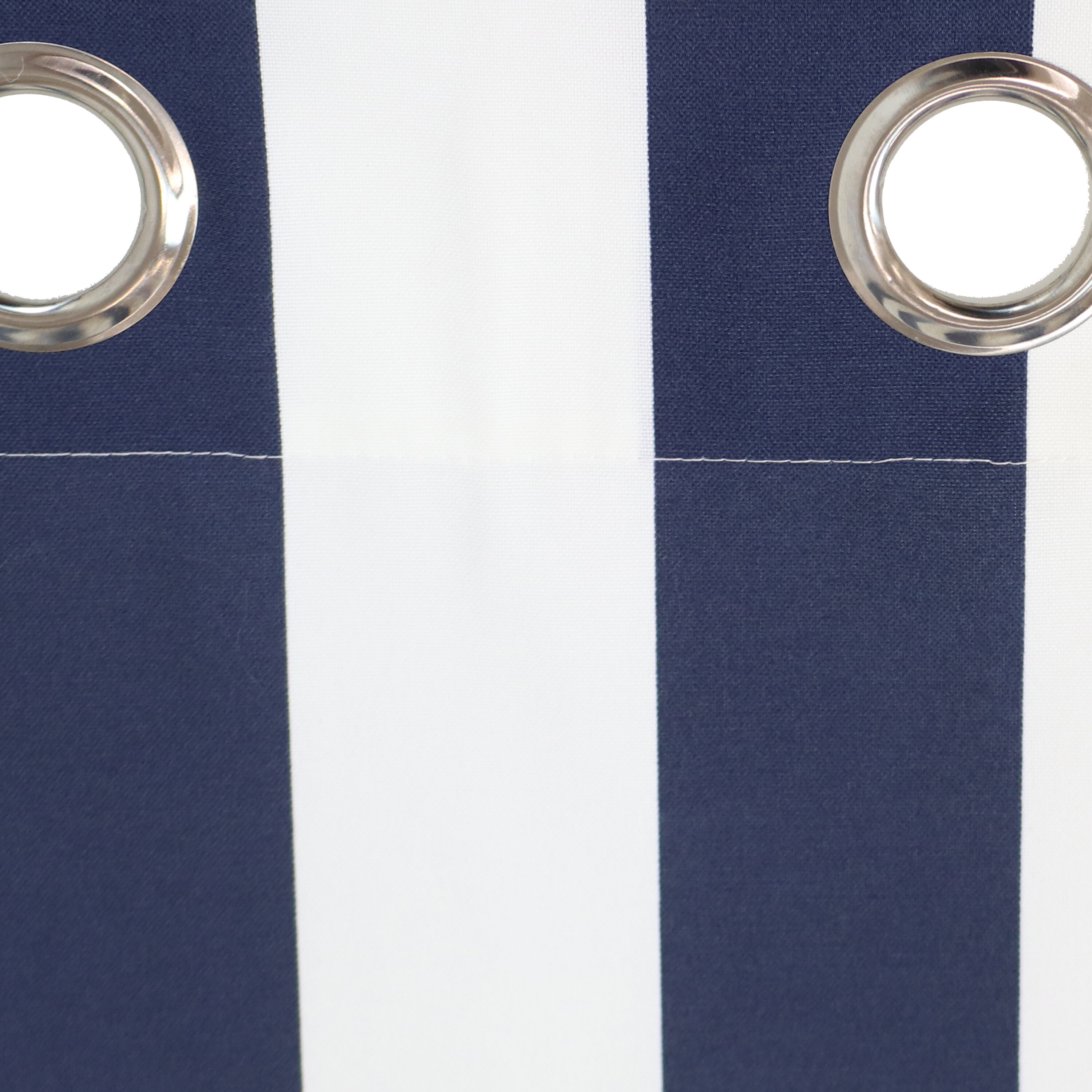 Blue and White Stripe Polyester Light-Filtering Grommet Curtain Panel