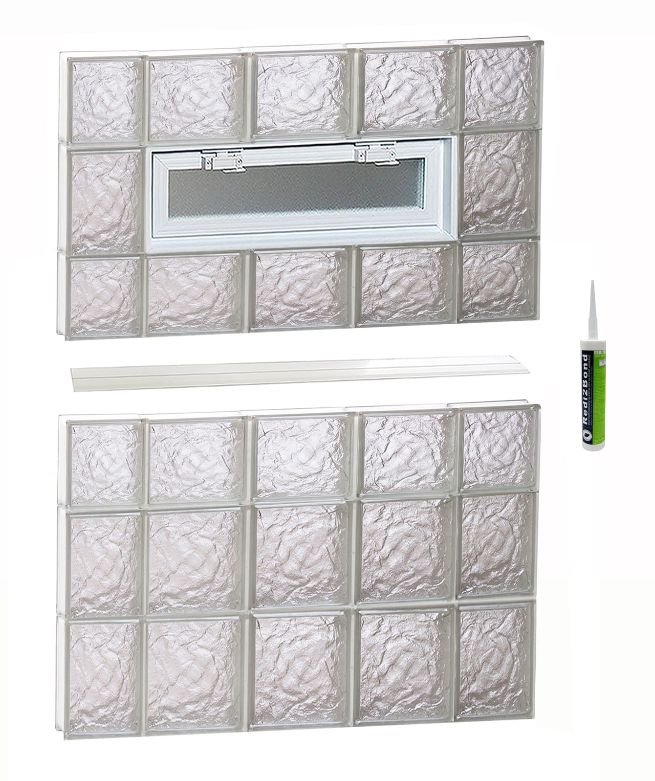 REDI2SET V3642IS Ice Glass 34-3/4-in x 40-1/2-in Frameless Replacement Vented Glass Block Window