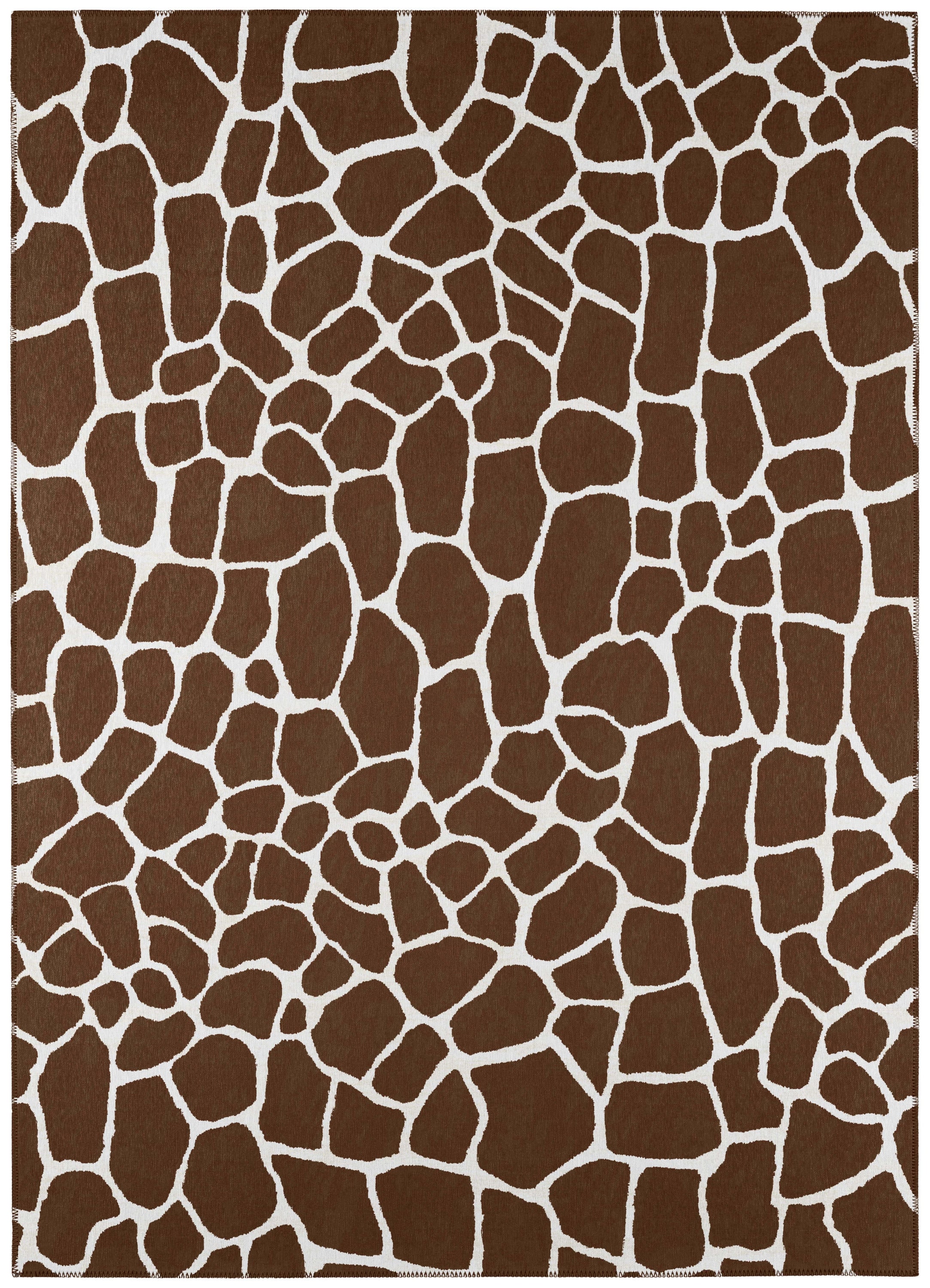 Addison Rugs ASF34CO5X8 Safari 5 x 8 (ft) Chenille Coffee Rectangular Indoor/Outdoor Animal print Bohemian/Eclectic Machine washable Area rug
