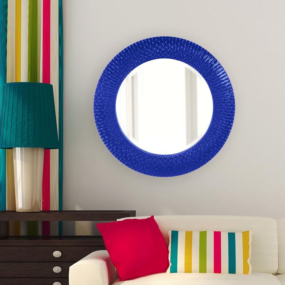 Bergman 32-in W x 32-in H Round Glossy Royal Blue Polished Wall Mirror | - The Howard Elliott Collection 21143RB