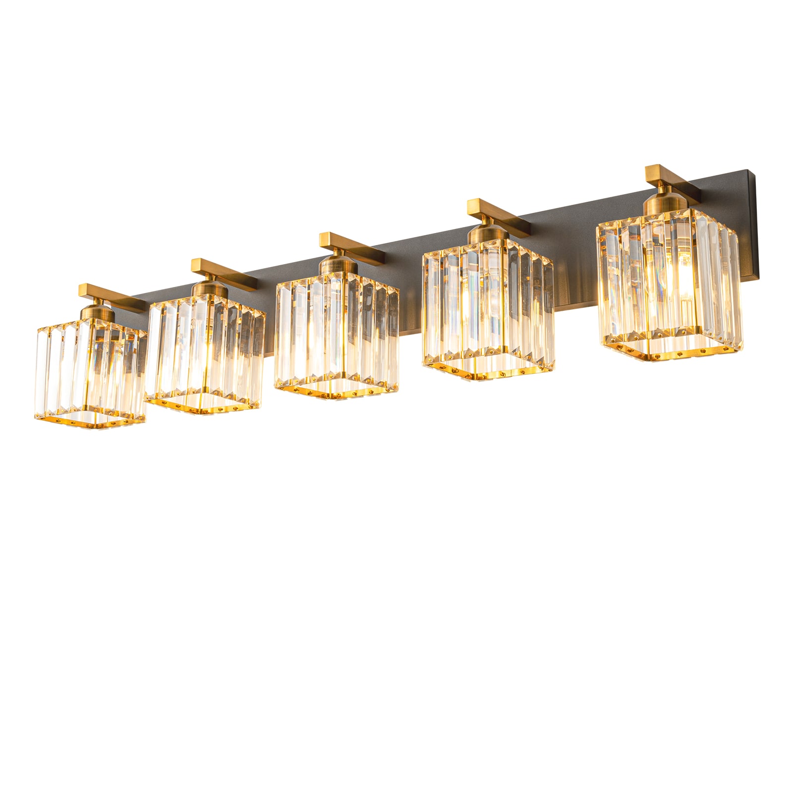 ZHLLMQ - Vanity 36.22in 5-Light Brushed Finish Black Gold Tone Non-Integrated LED Modern Minimali...