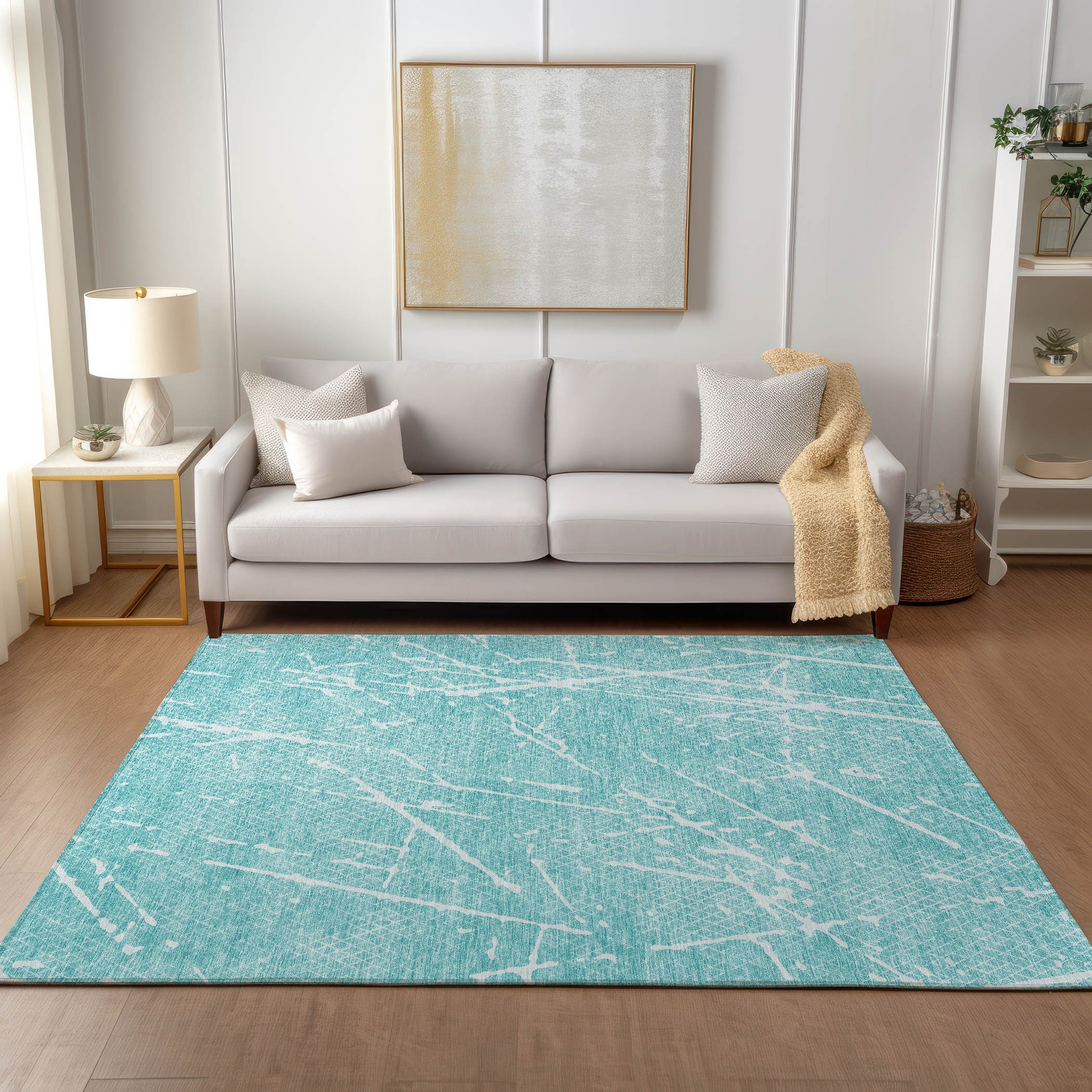 Addison Rugs ACN628TE30X46 Chantille ACN628TE 2 x 3 (ft) Polyester Teal Rectangular Indoor/Outdoor Geometric Machine washable Area rug