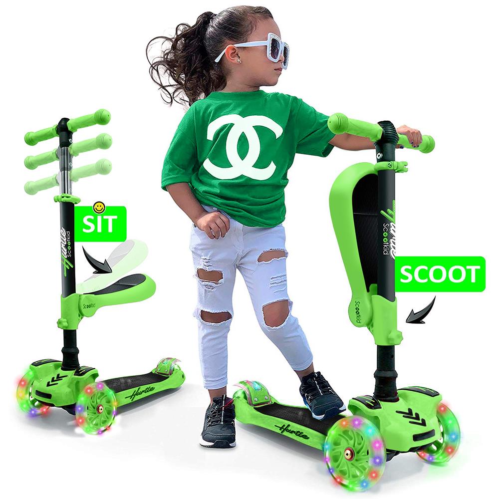 Bounce fænomen Inspicere Hurtle Hurtle ScootKid 3 Wheel Toddler Child Ride On Toy Scooter with LED  Wheels, Green in the Scooters department at Lowes.com