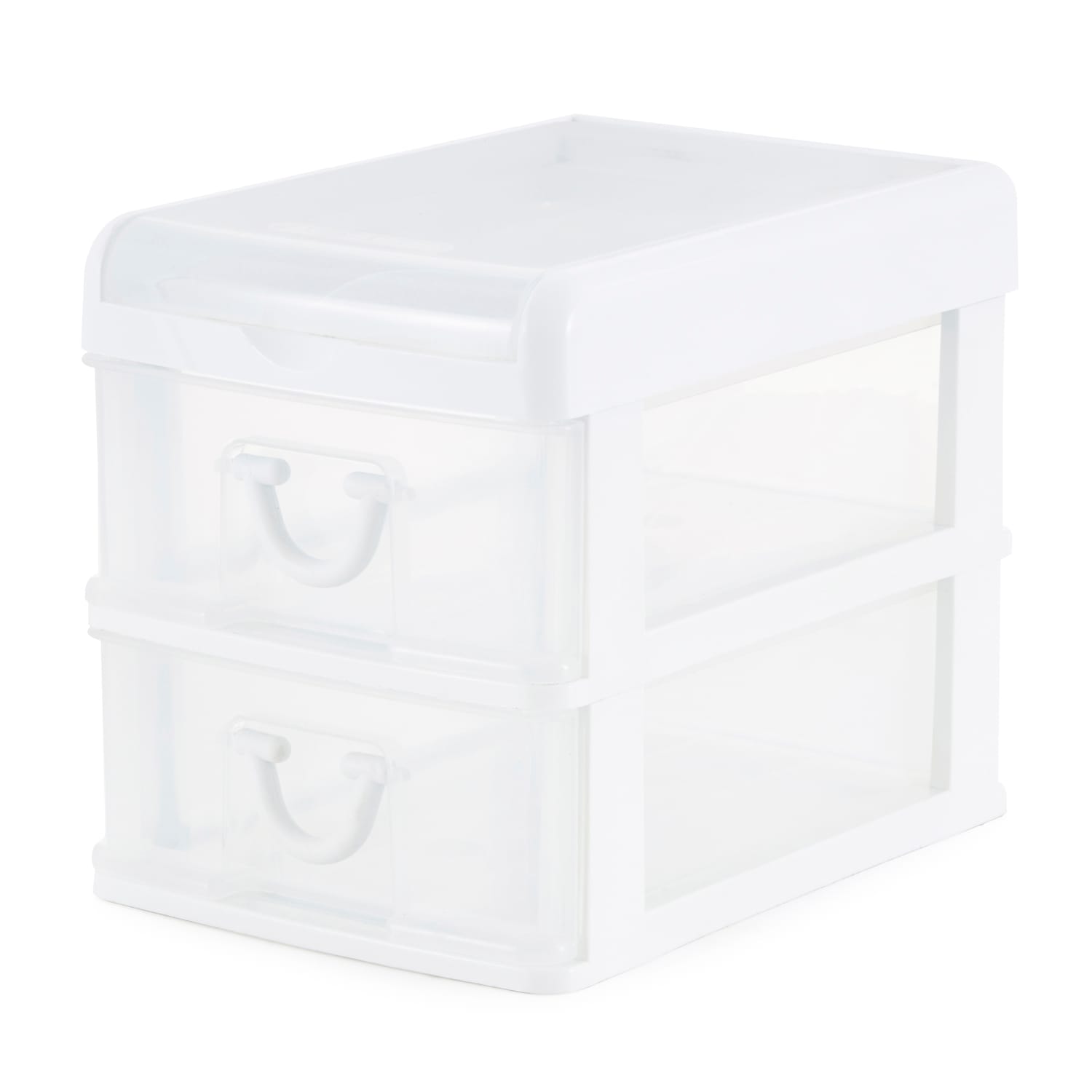 Gracious Living 2 Drawers White Stackable Plastic Storage Drawer 8 5 In