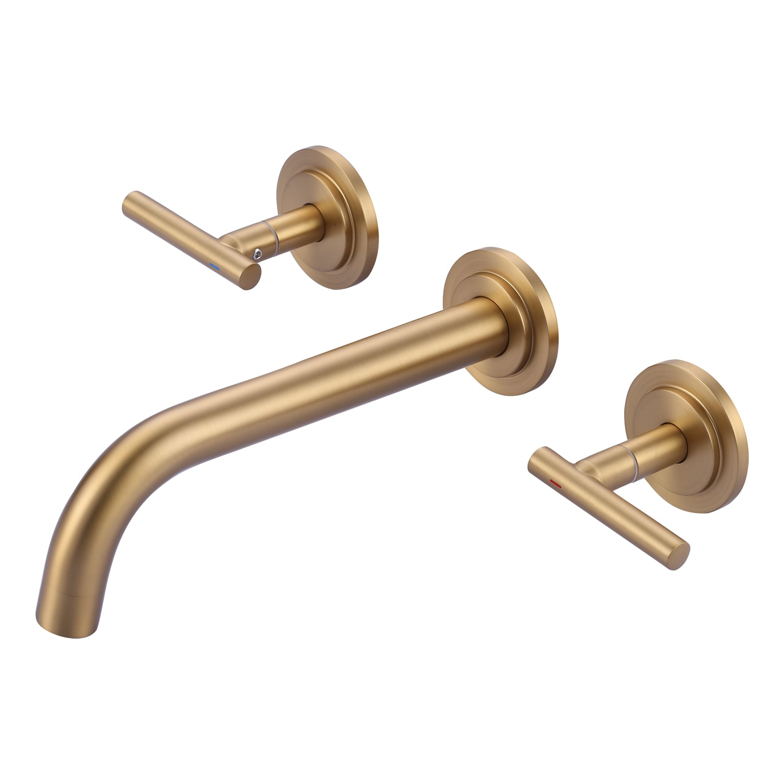 WOWOW 2326800G Brushed Gold Wall-mount 2-handle Swivel Commercial/Residential Handle Bathroom Sink Faucet